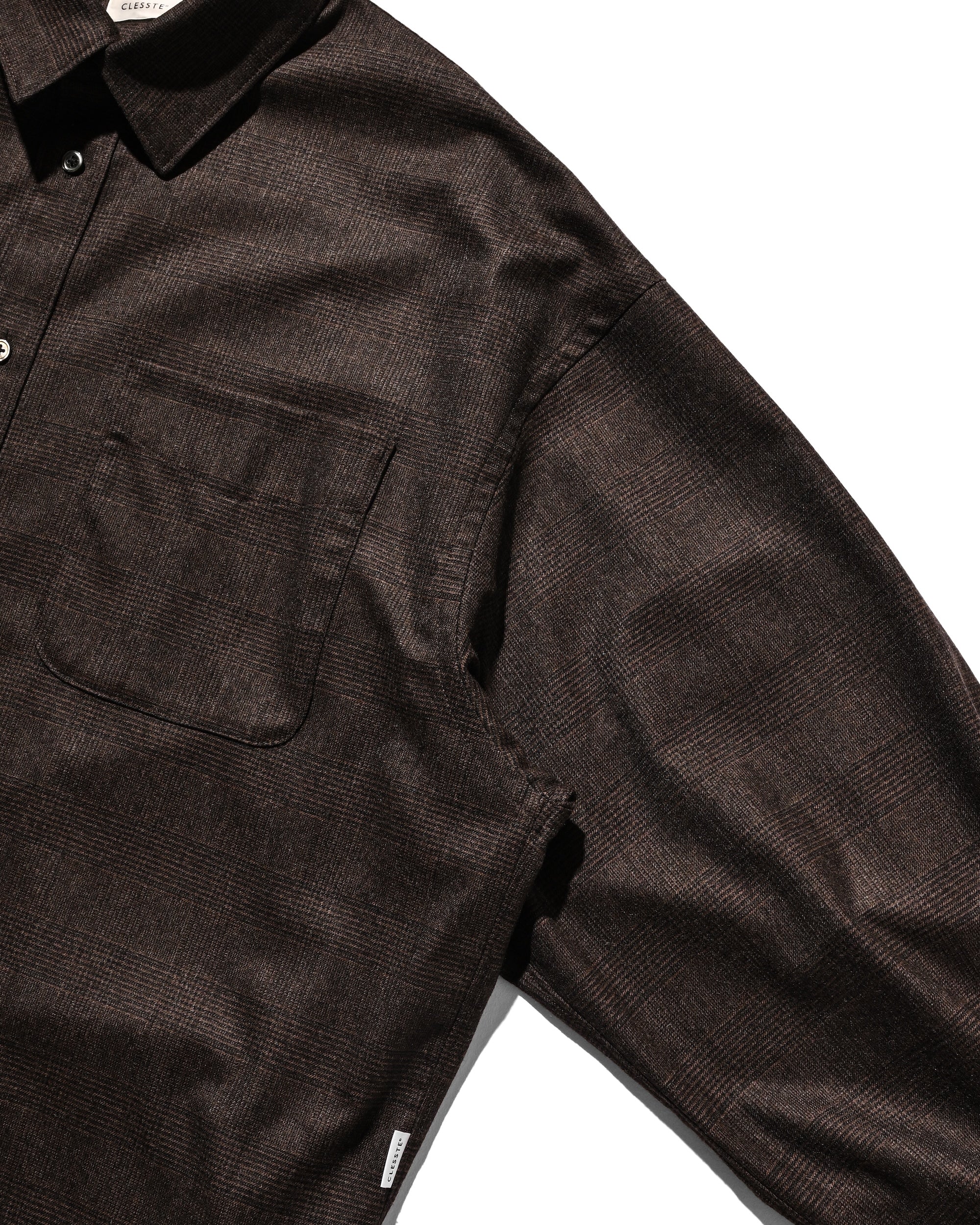 【11.12 WED 20:00- IN STOCK】LIGHT FLANNEL CROPPED LENGTH EVERYDAY L/S SHIRT (GLEN CHECK(BROWN))