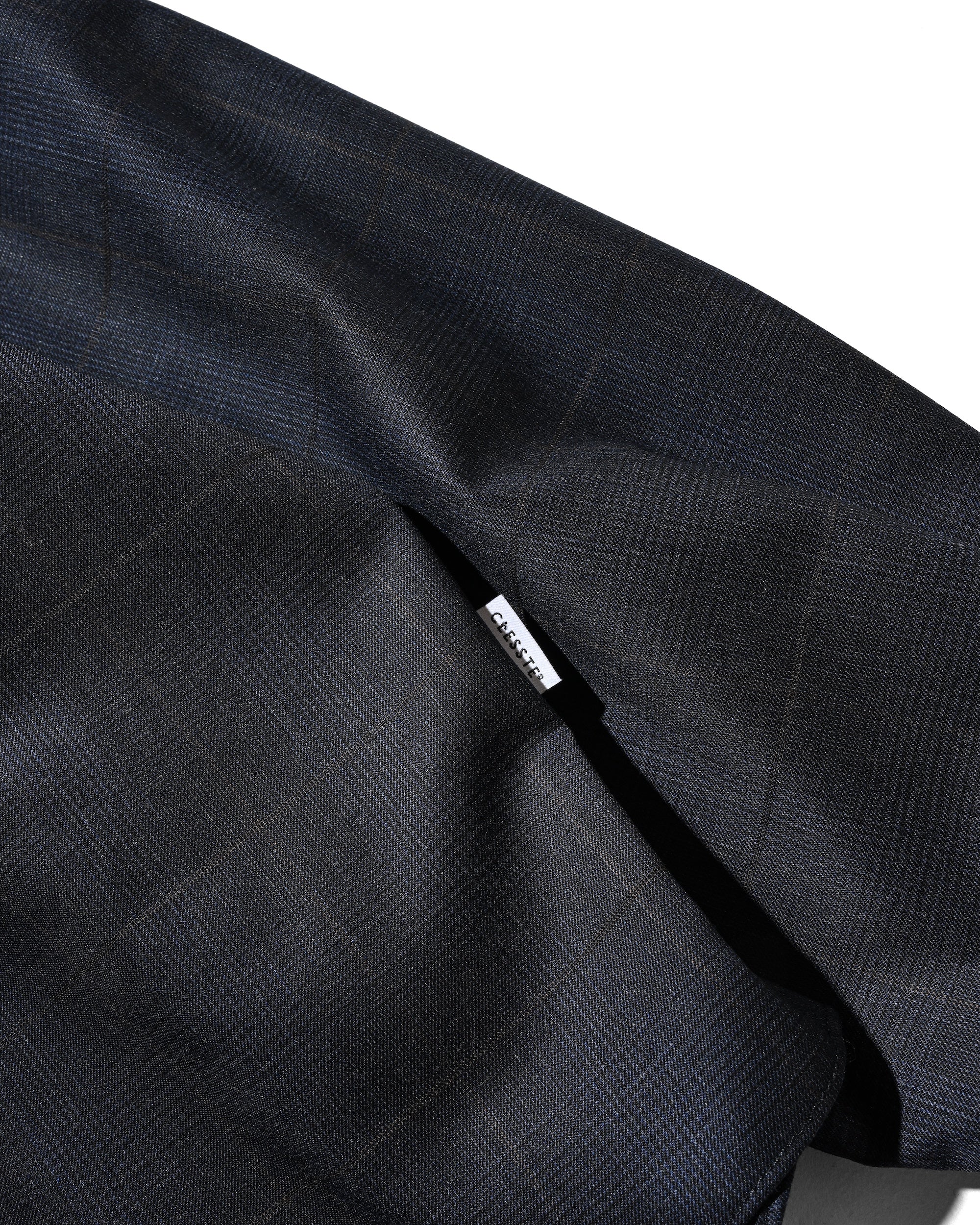 LIGHT WOOL CROPPED LENGTH EVERYDAY L/S SHIRT (GLEN CHECK(NAVY))