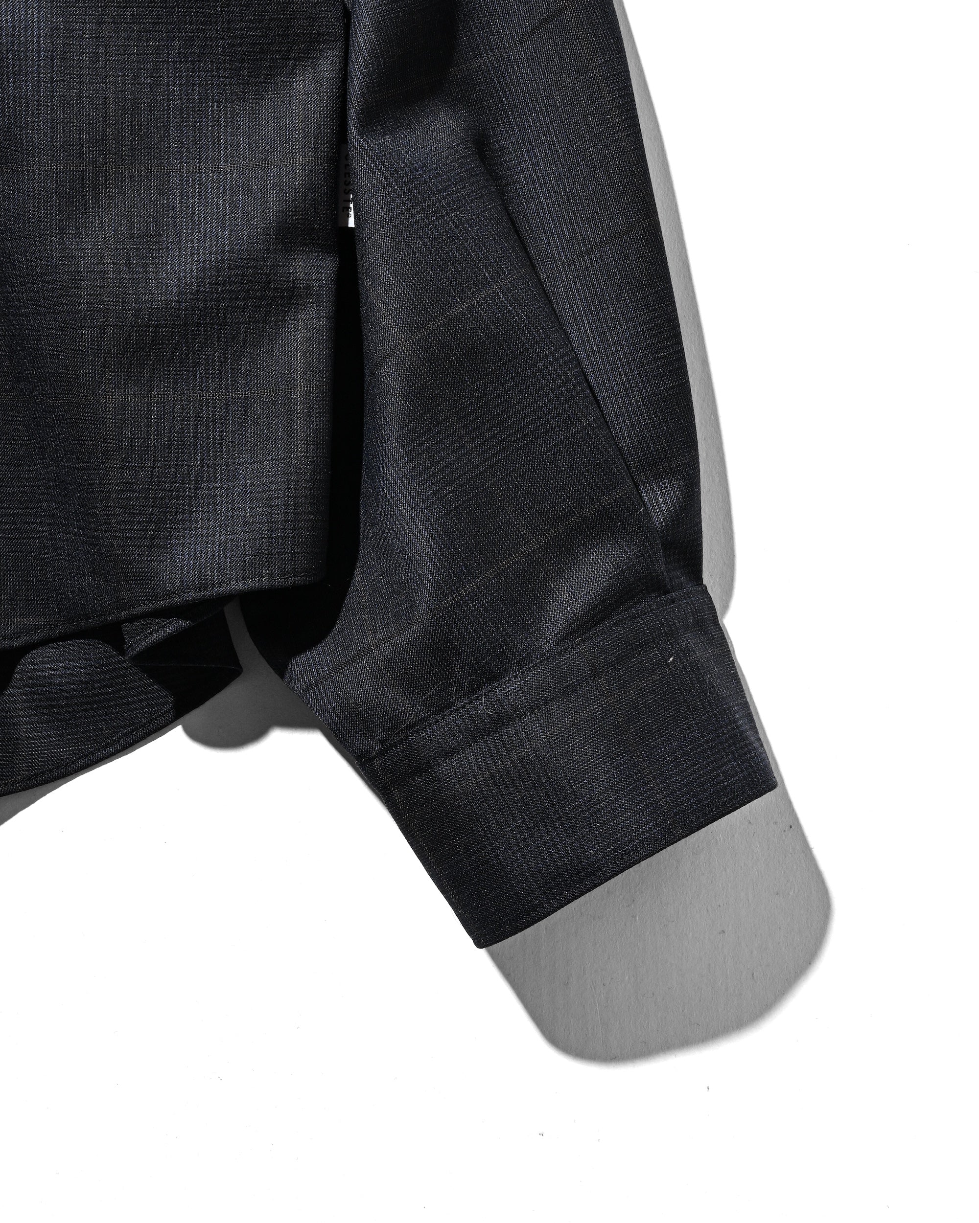 LIGHT WOOL CROPPED LENGTH EVERYDAY L/S SHIRT (GLEN CHECK(NAVY))