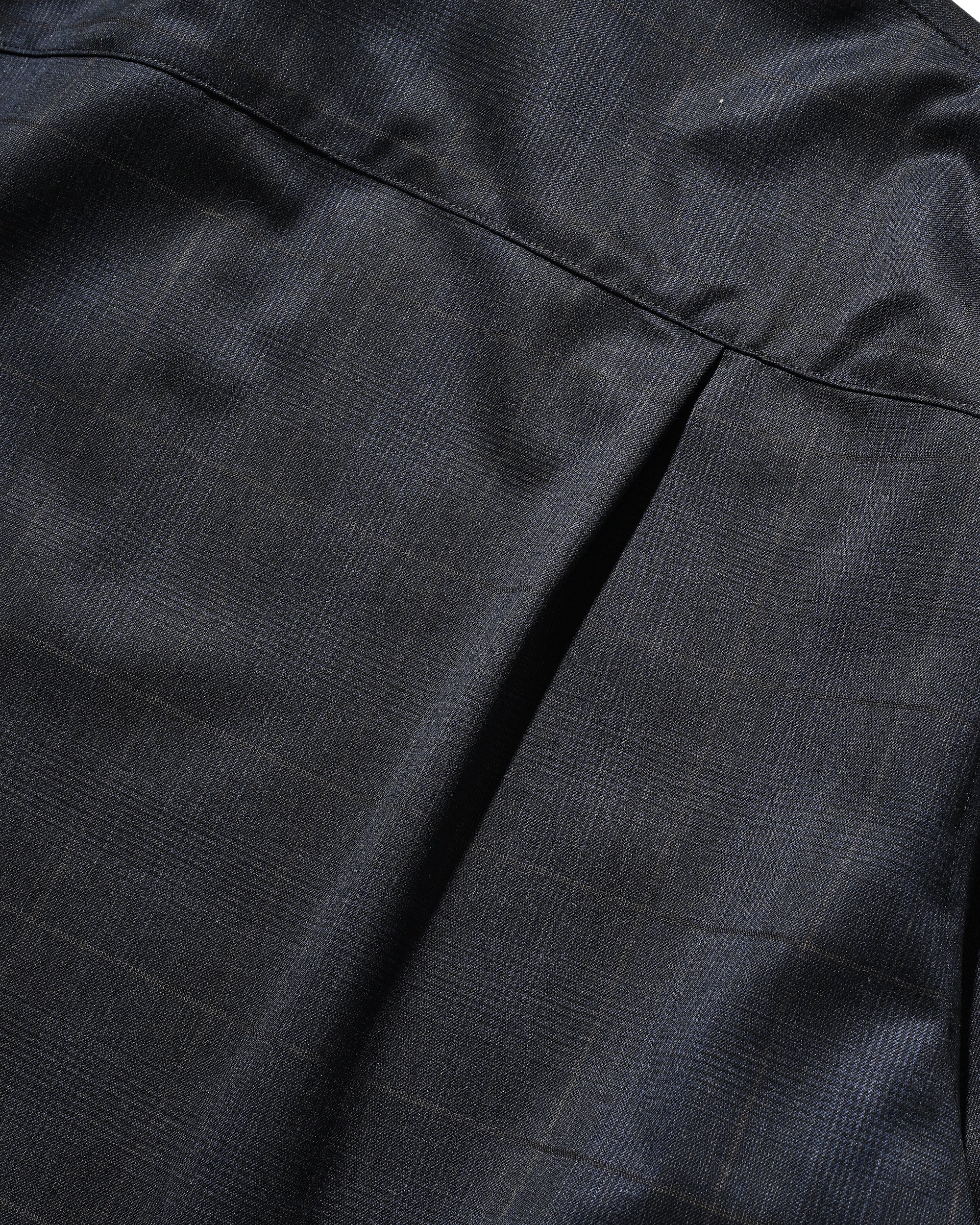 LIGHT WOOL CROPPED LENGTH EVERYDAY L/S SHIRT (GLEN CHECK(NAVY))