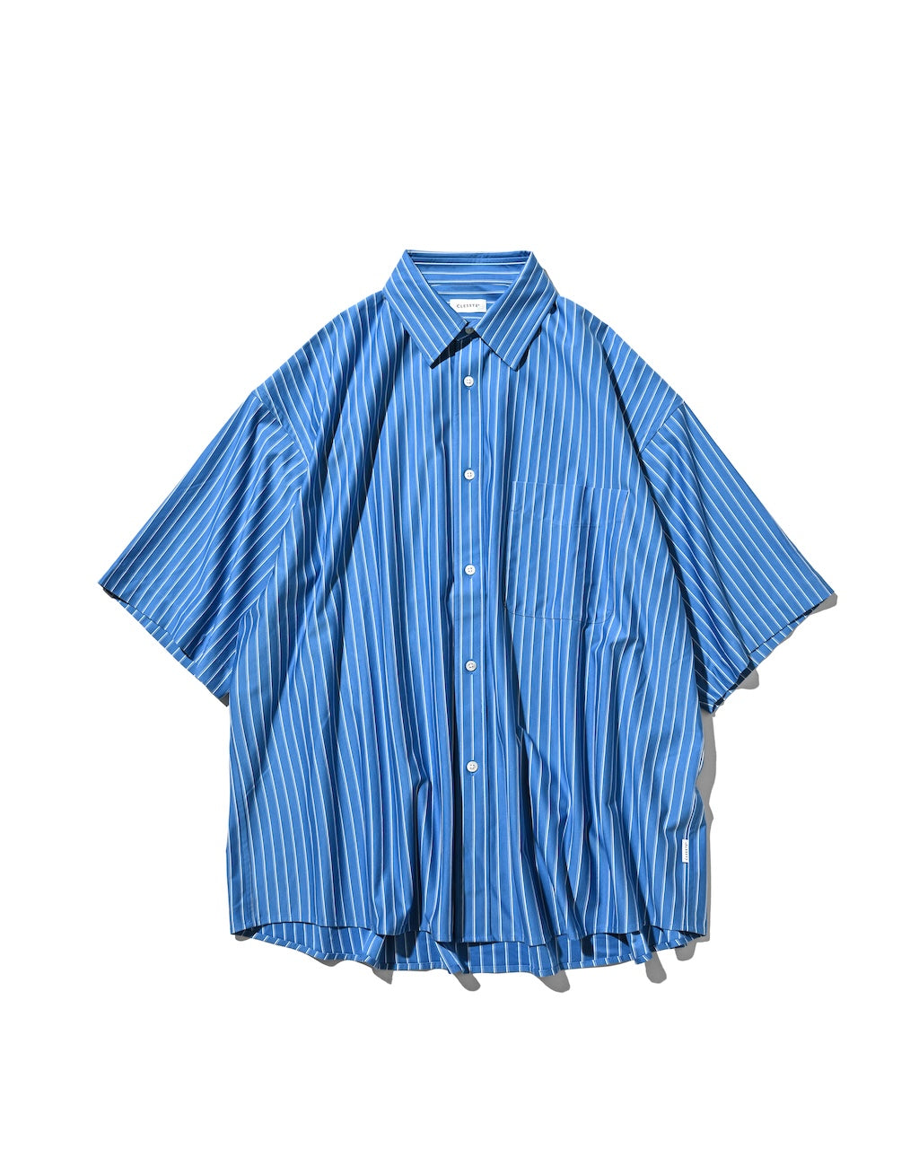 【8.5 WED 20:00- IN STOCK】THICK/THIN STRIPE 46G KNIT EVERYDAY S/S SHIRT (SAX BLUE STRIPE)
