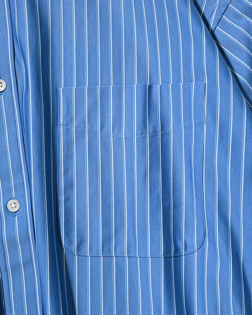 【8.5 WED 20:00- IN STOCK】THICK/THIN STRIPE 46G KNIT EVERYDAY S/S SHIRT (SAX BLUE STRIPE)