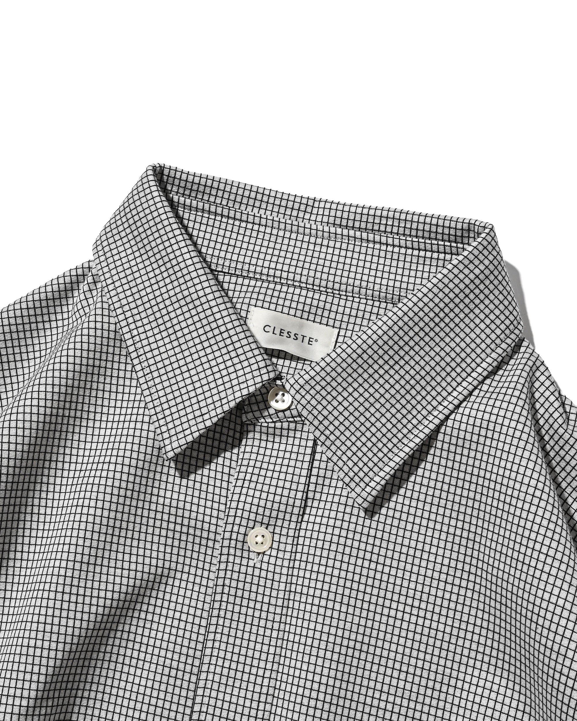 【6.17 WED 20:00- IN STOCK】MINI GRID CHECK 36G KNIT EVERYDAY S/S SHIRT (WHITE×BLACK)