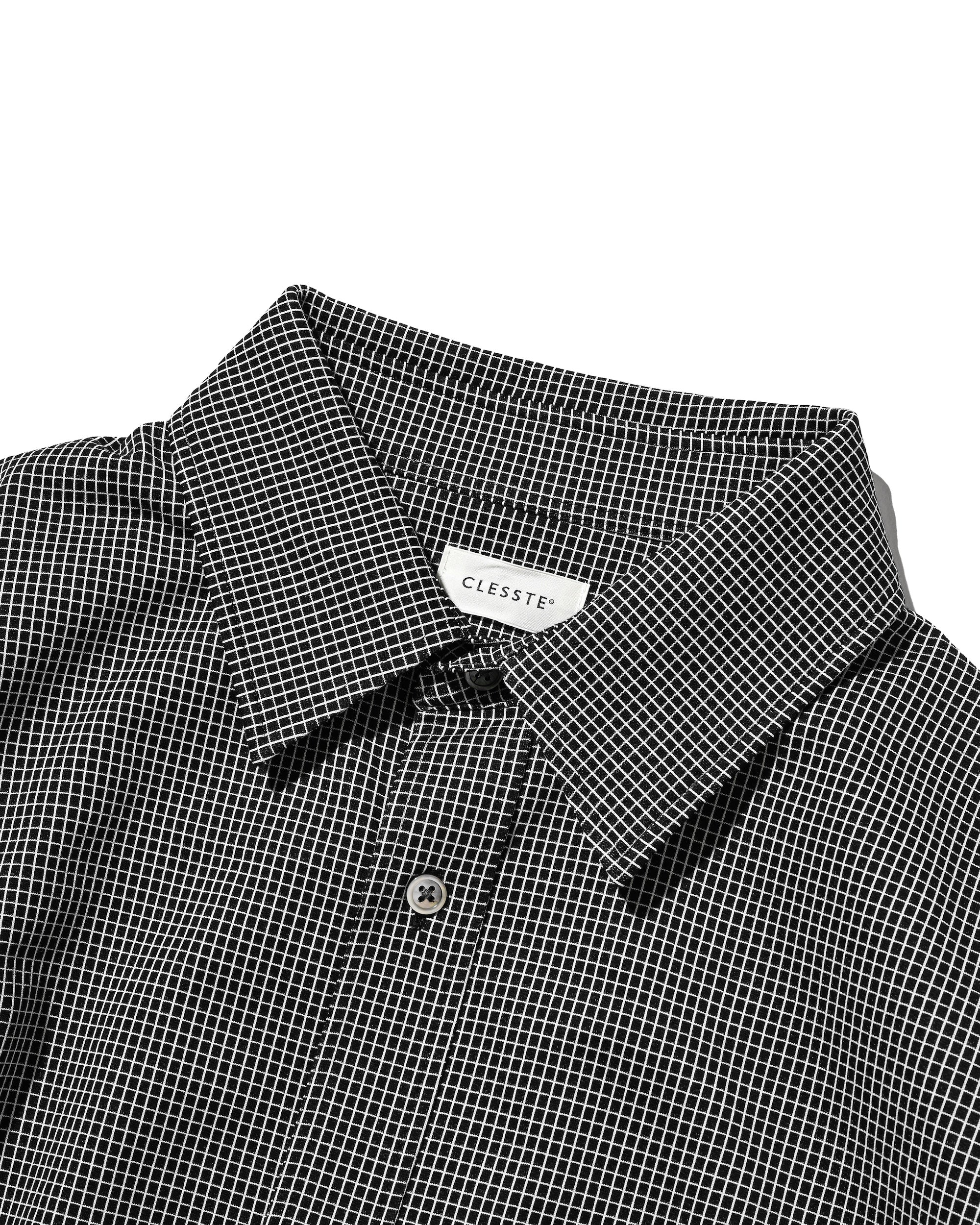 【6.17 WED 20:00- IN STOCK】MINI GRID CHECK 36G KNIT EVERYDAY S/S SHIRT (BLACK×WHITE)