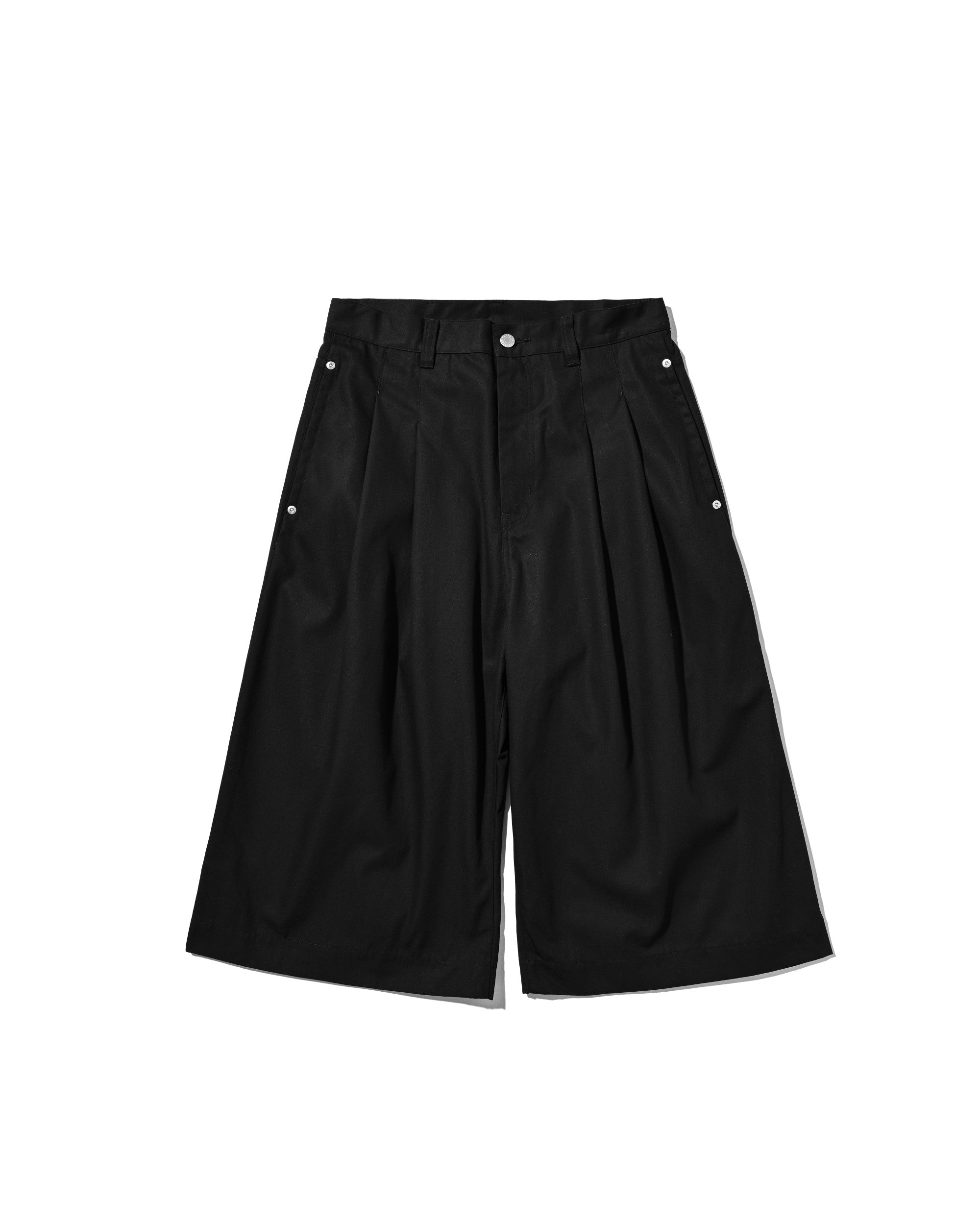 【6.6 SAT 20:00- IN STOCK】T/C GABARDINE CITY BAGGY HALF PANTS (BLACK)