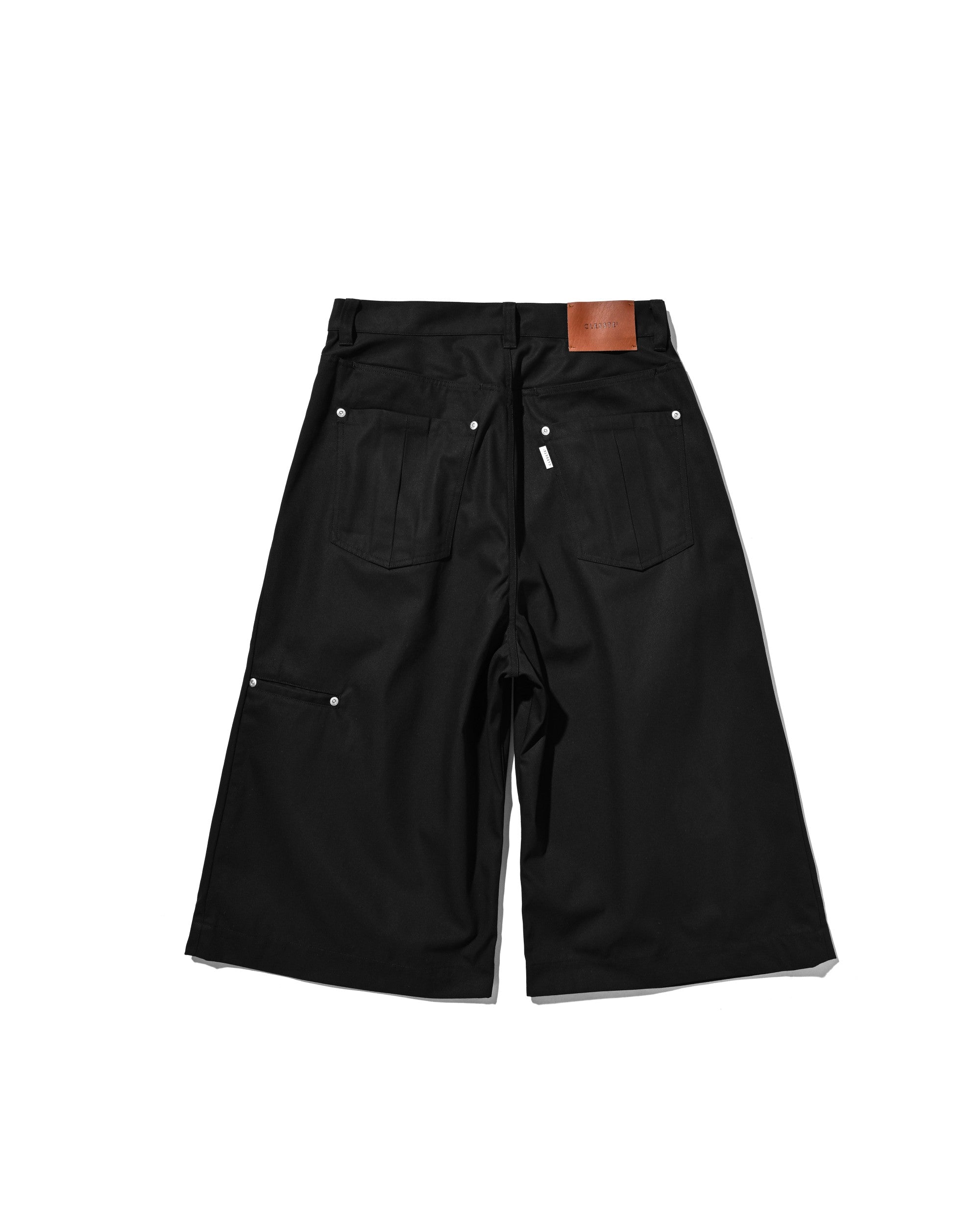 【6.6 SAT 20:00- IN STOCK】T/C GABARDINE CITY BAGGY HALF PANTS (BLACK)