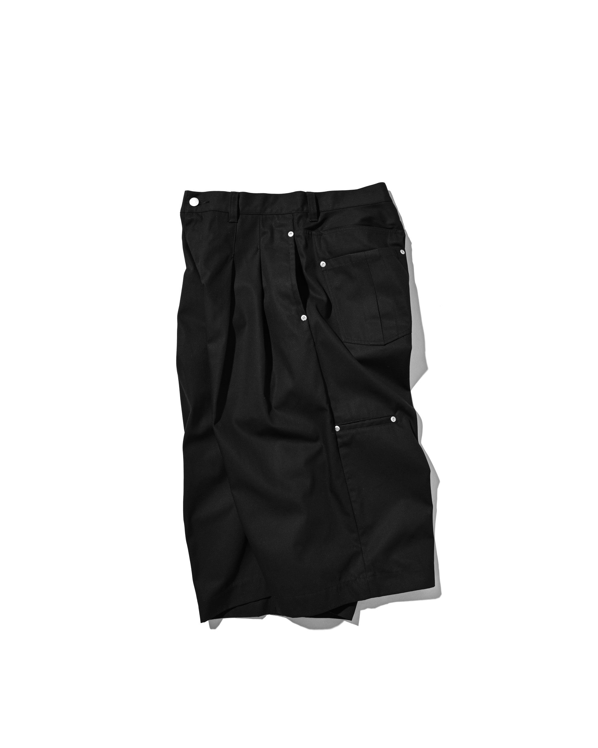 【6.6 SAT 20:00- IN STOCK】T/C GABARDINE CITY BAGGY HALF PANTS (BLACK)