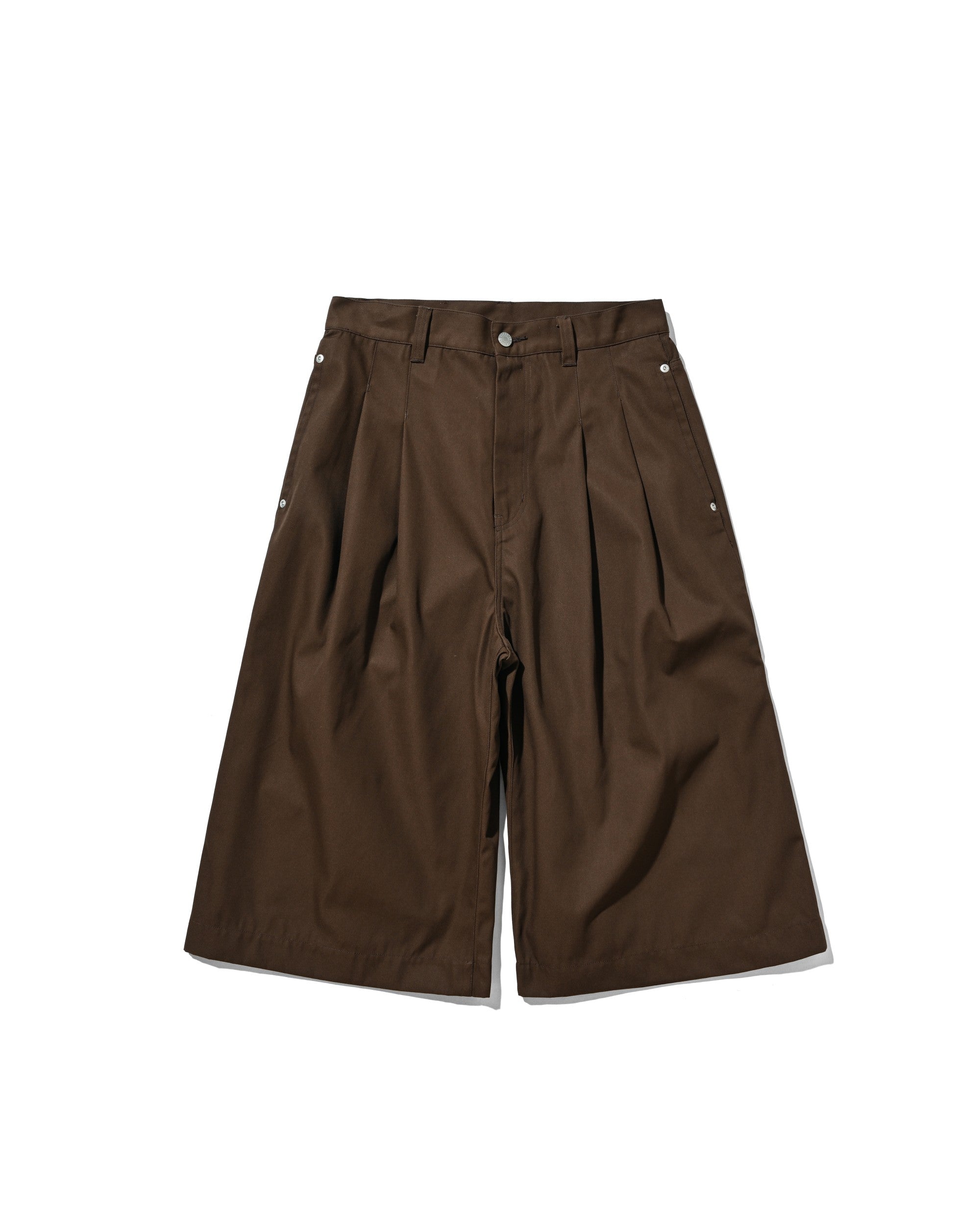 【6.6 SAT 20:00- IN STOCK】T/C GABARDINE CITY BAGGY HALF PANTS (BROWN)