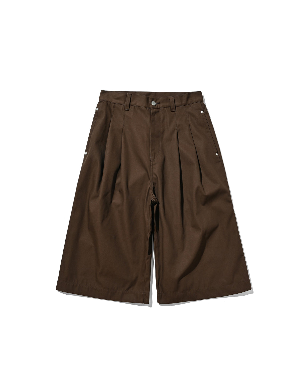 T/C GABARDINE CITY BAGGY HALF PANTS (BROWN)