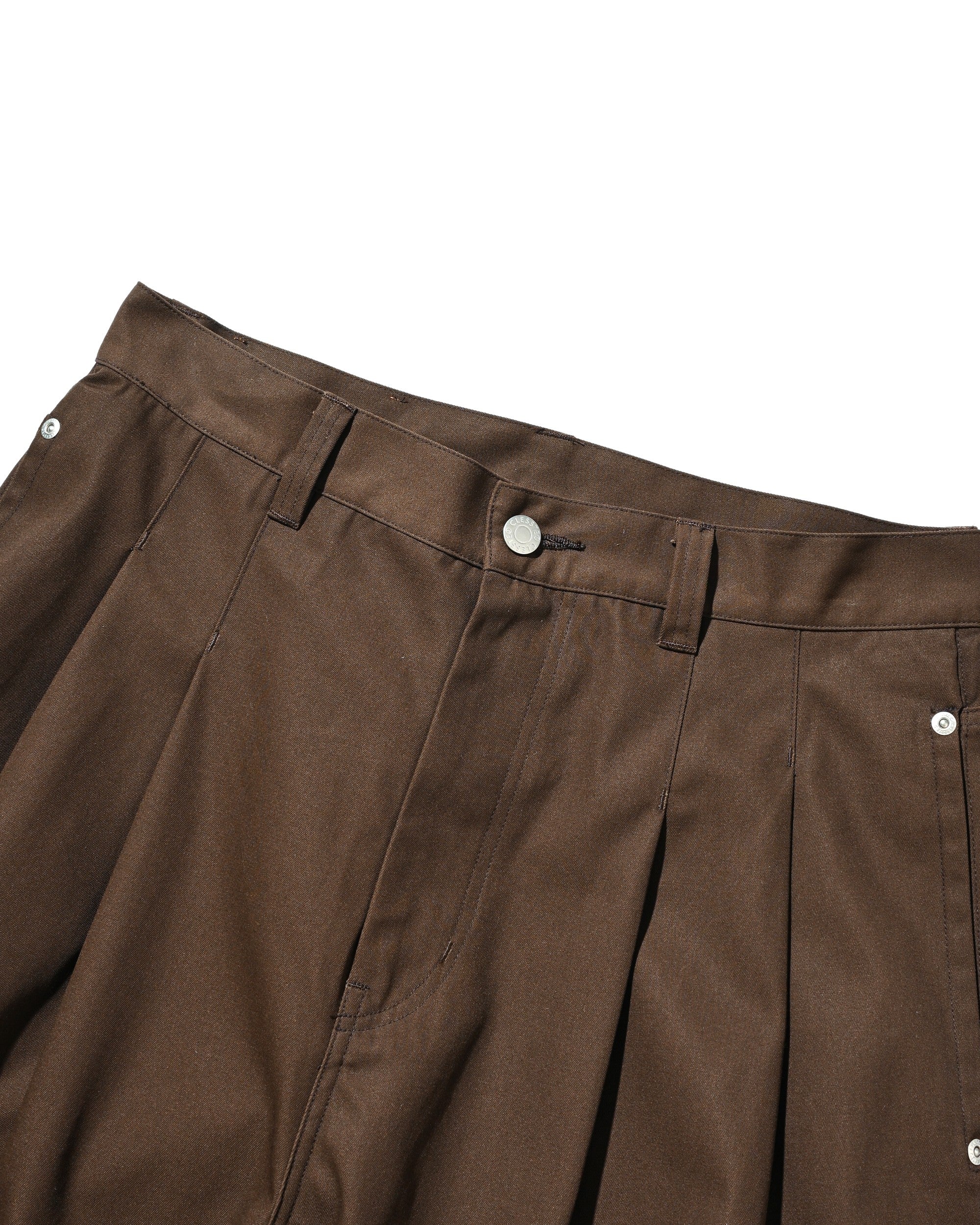 【6.6 SAT 20:00- IN STOCK】T/C GABARDINE CITY BAGGY HALF PANTS (BROWN)