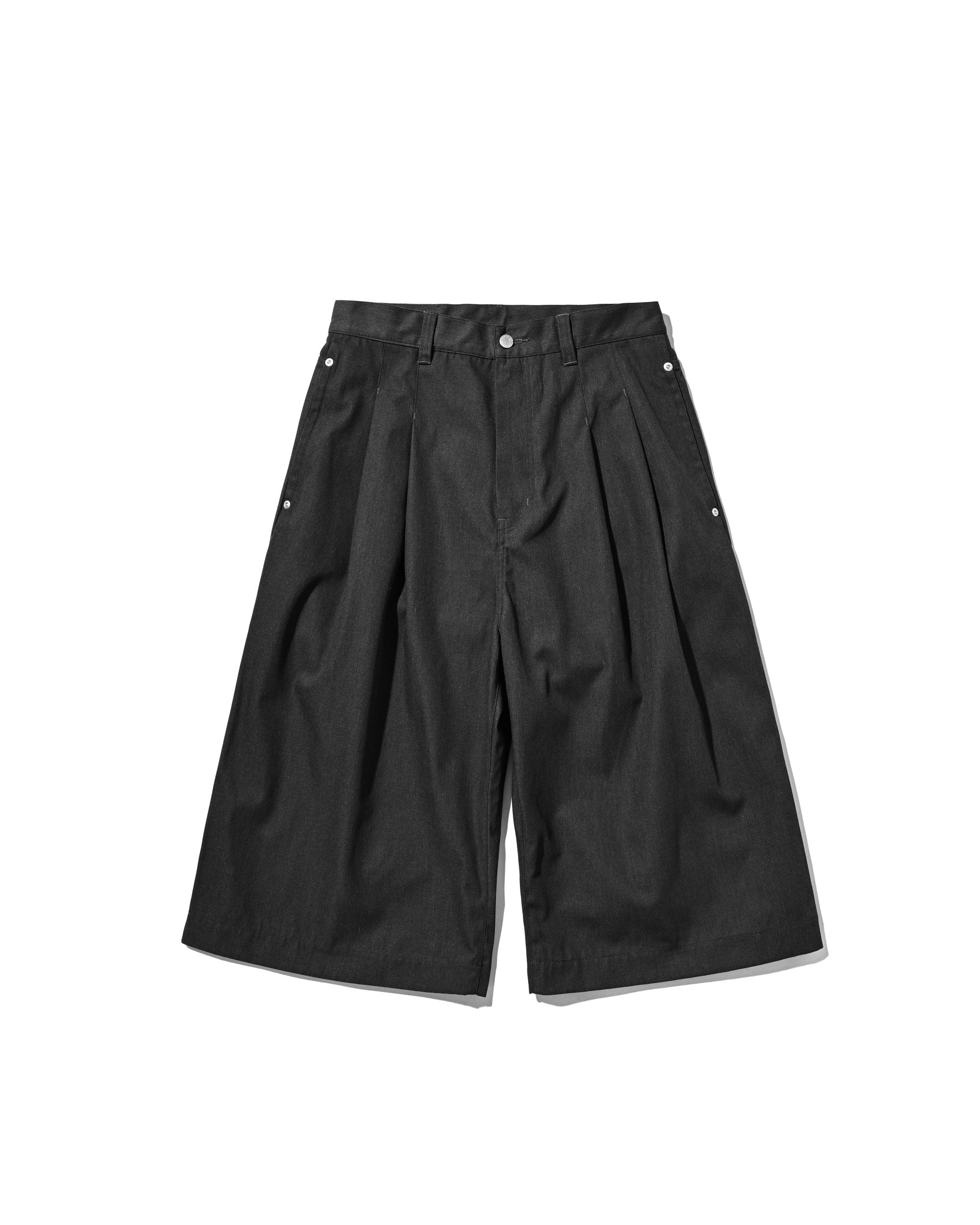 【6.6 SAT 20:00- IN STOCK】T/C GABARDINE CITY BAGGY HALF PANTS (CHARCOAL)