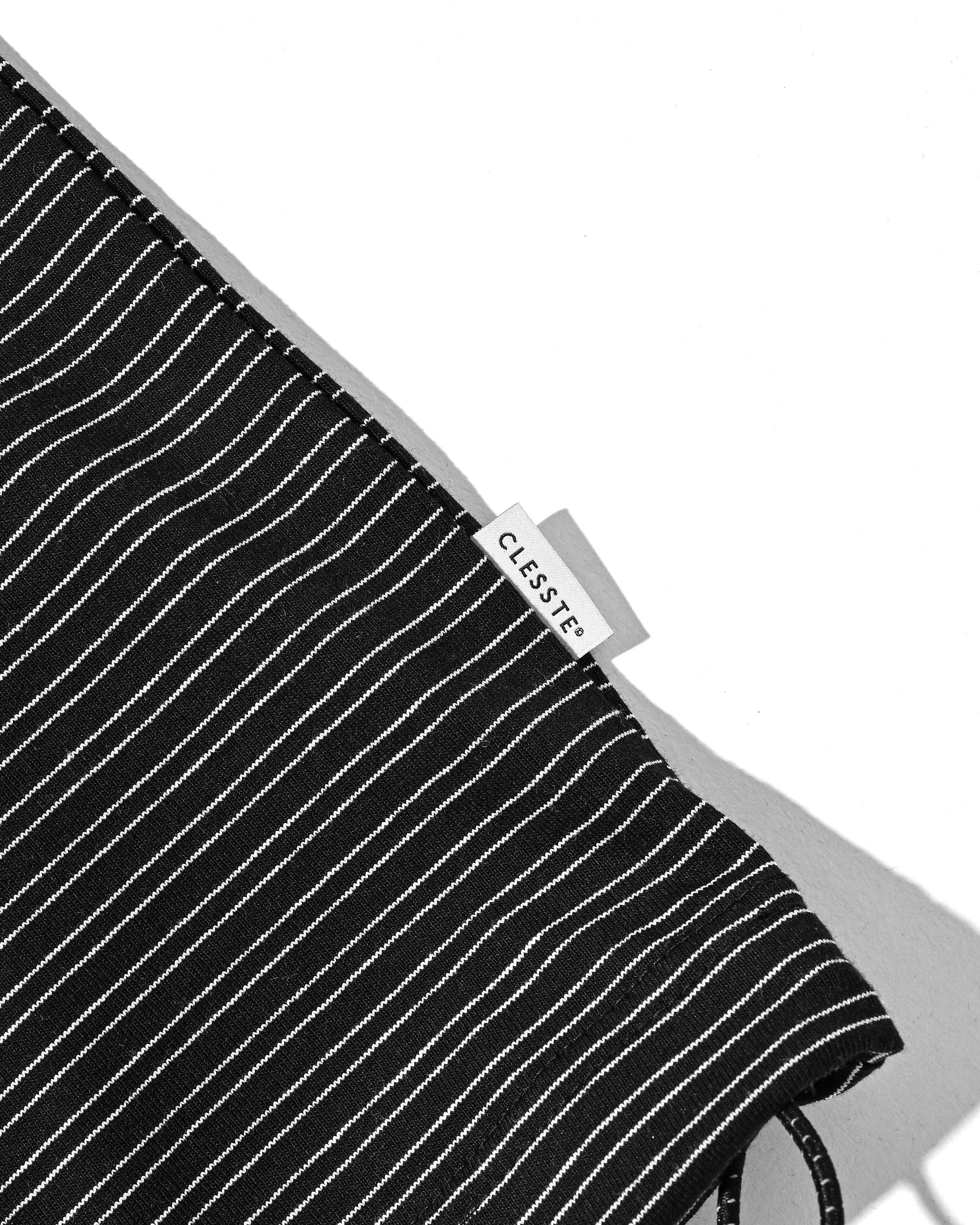 MICRO STRIPE S/S T-SHIRT WITH DRAWSTRINGS (BLACK)