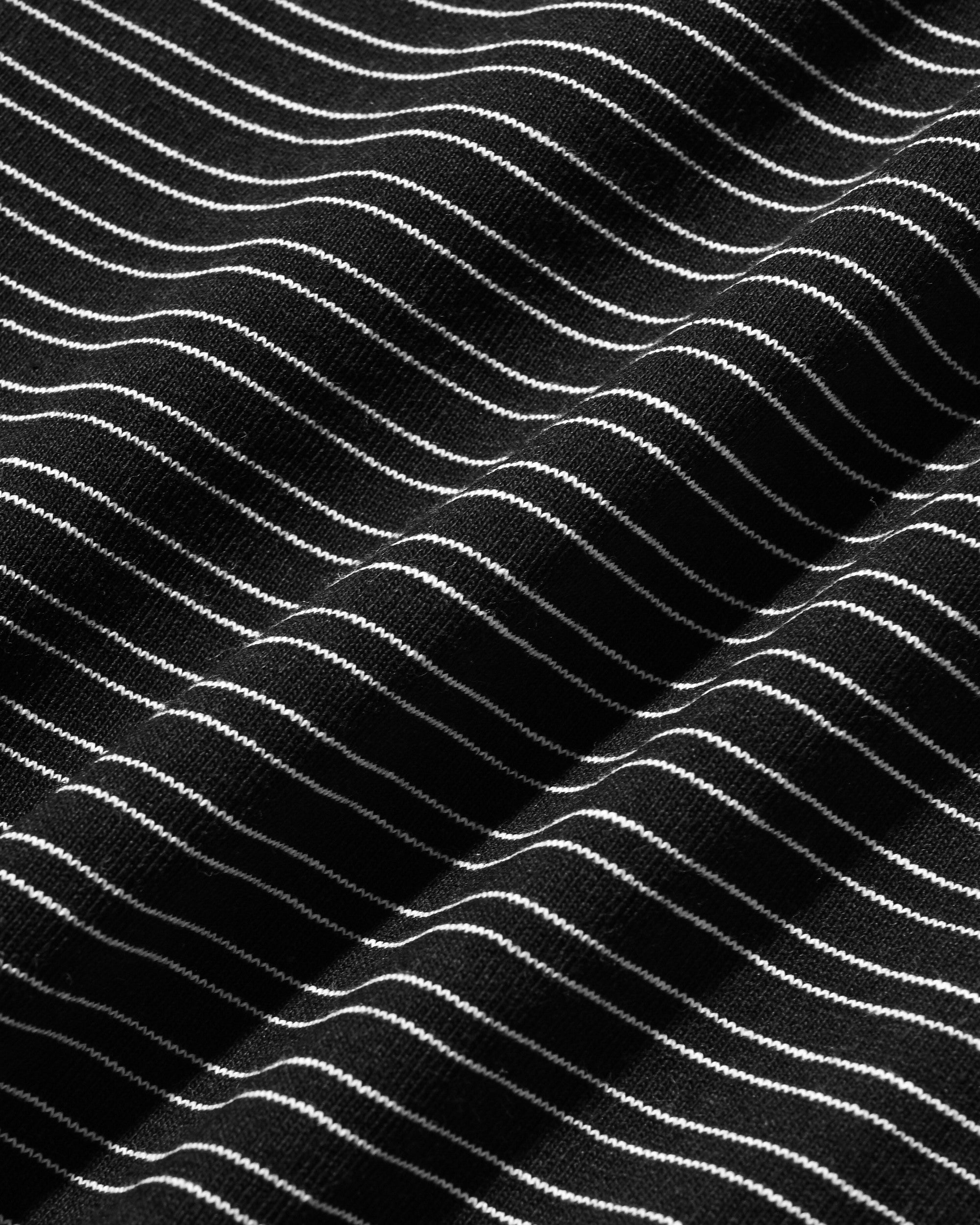 MICRO STRIPE S/S T-SHIRT WITH DRAWSTRINGS (BLACK)