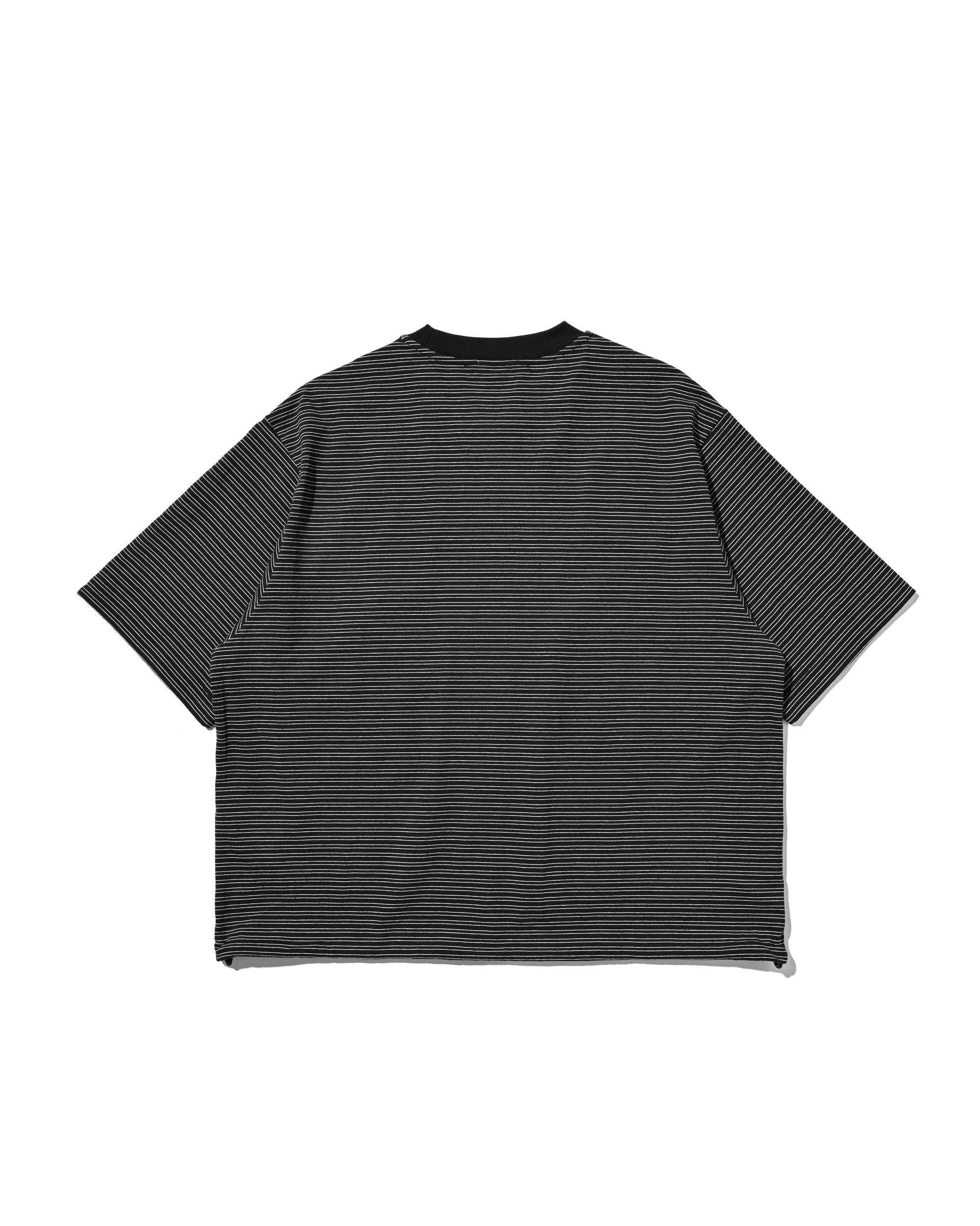MICRO STRIPE S/S T-SHIRT WITH DRAWSTRINGS (BLACK)