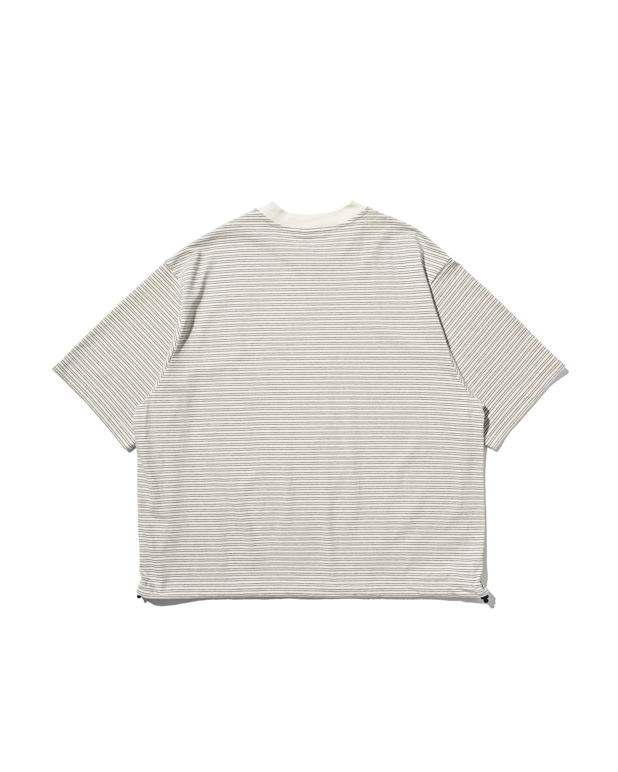 【7.4 SAT 20:00- IN STOCK】MICRO STRIPE S/S T-SHIRT WITH DRAWSTRINGS (IVORY)