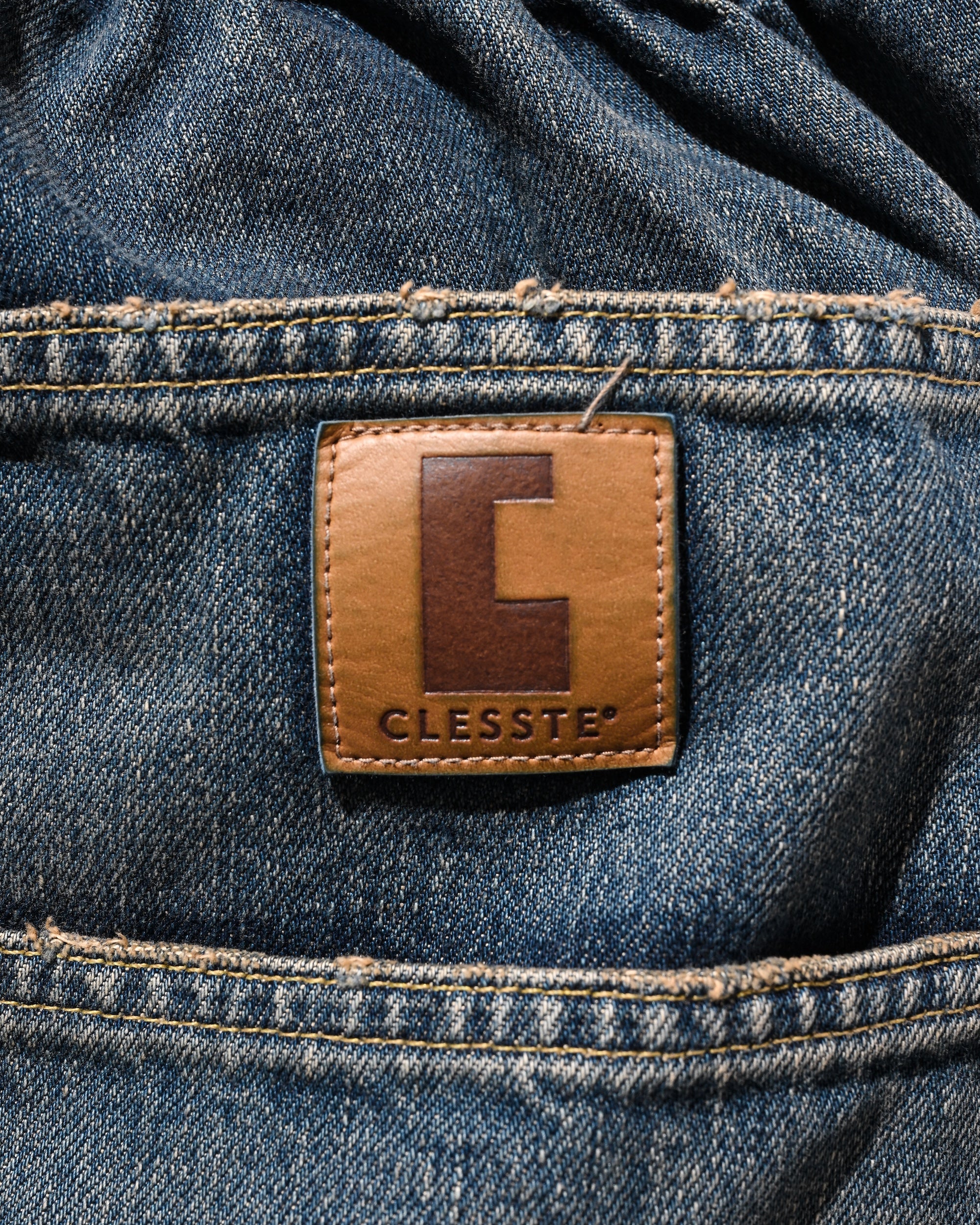 VINTAGE DYED SELVEDGE DENIM DOUBLE KNEE CURVED WORKER PANTS (VINTAGE INDIGO)