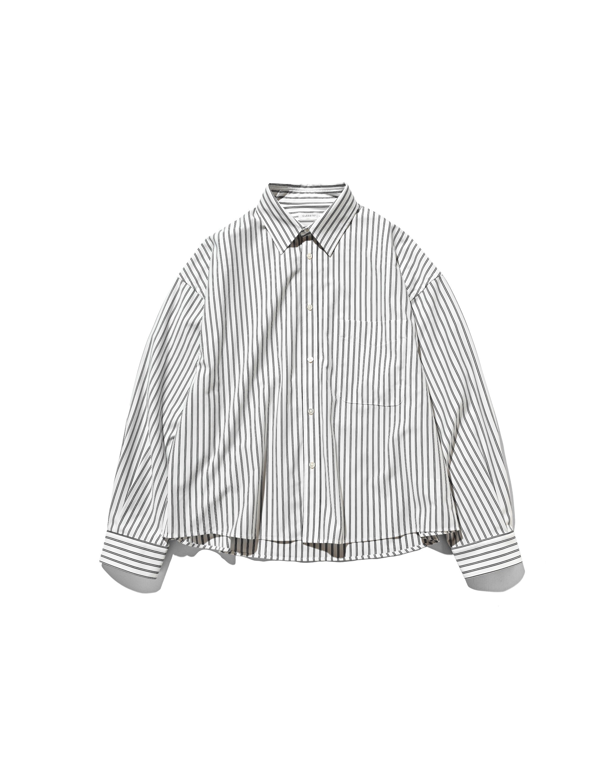 【12.6 SAT 20:00- IN STOCK】46G KNIT CROPPED LENGTH EVERYDAY L/S SHIRT (WHITE STRIPE)