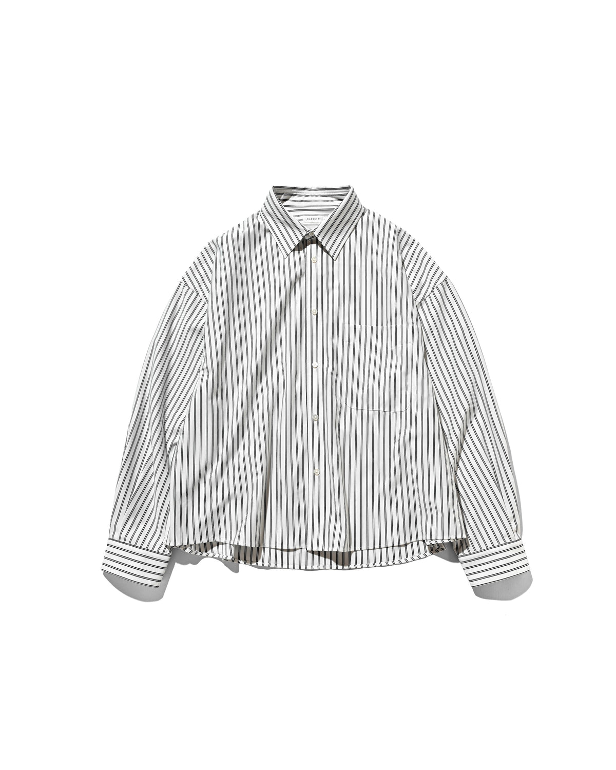 46G KNIT CROPPED LENGTH EVERYDAY L/S SHIRT (WHITE STRIPE)