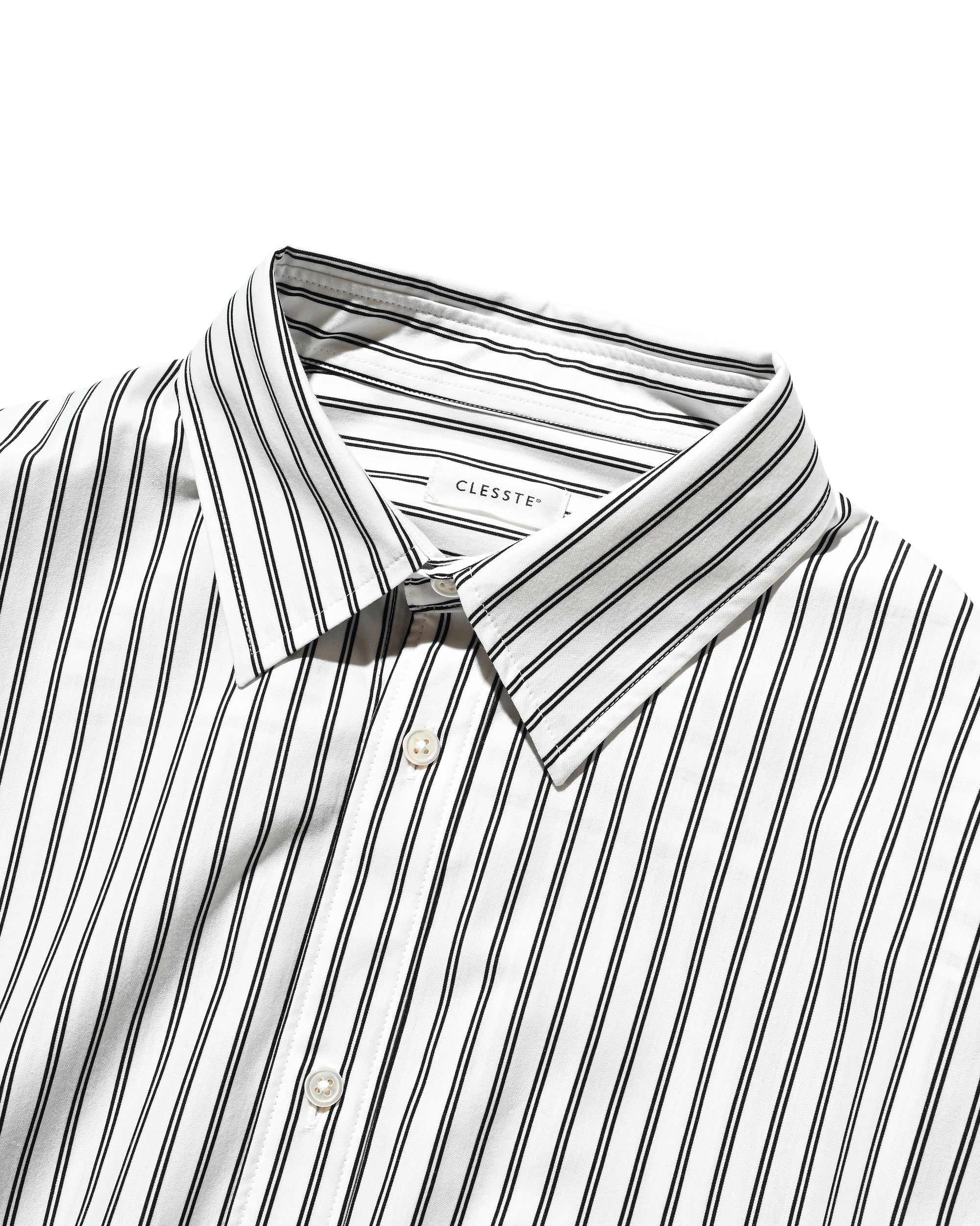 【12.6 SAT 20:00- IN STOCK】46G KNIT CROPPED LENGTH EVERYDAY L/S SHIRT (WHITE STRIPE)