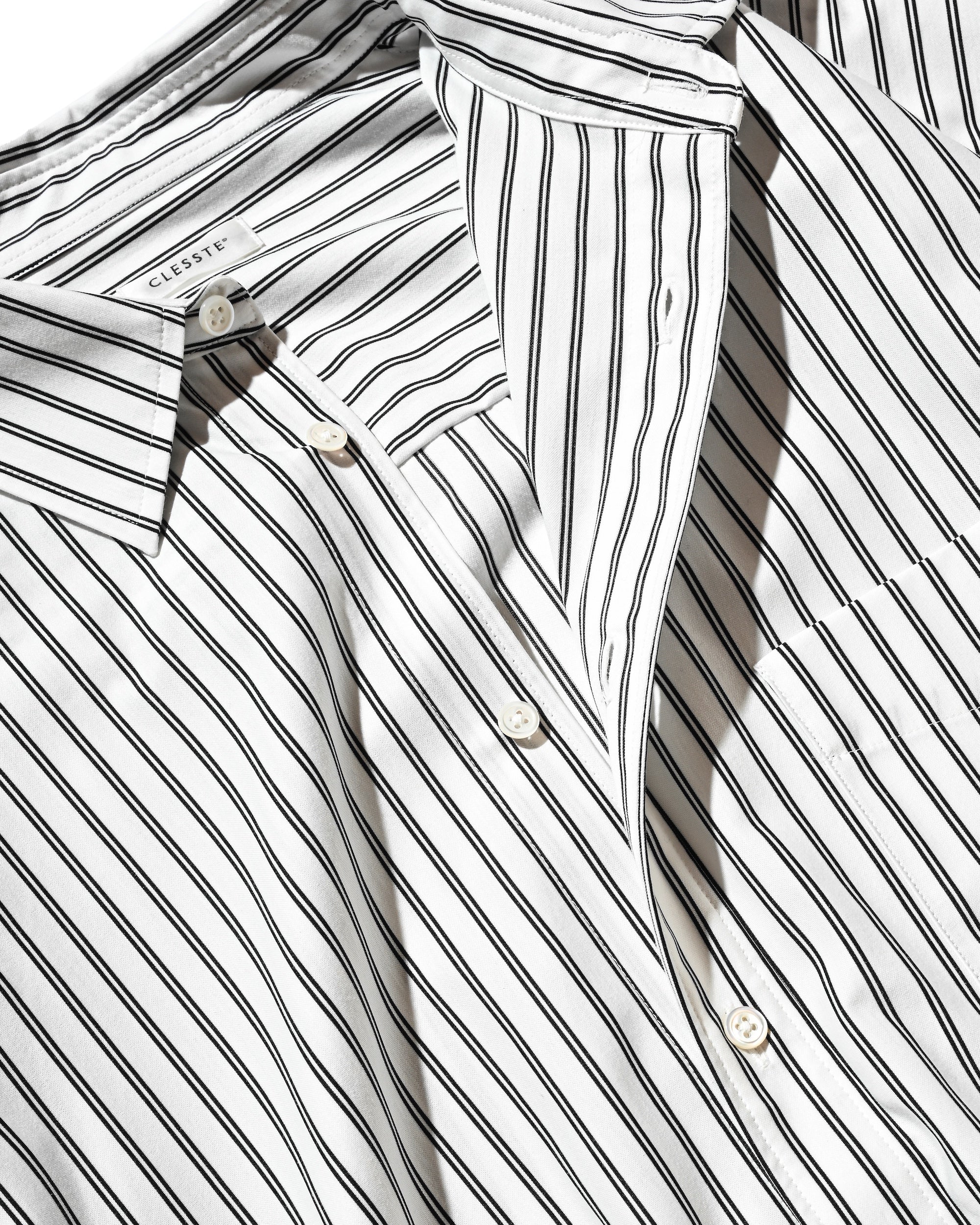 【12.6 SAT 20:00- IN STOCK】46G KNIT CROPPED LENGTH EVERYDAY L/S SHIRT (WHITE STRIPE)