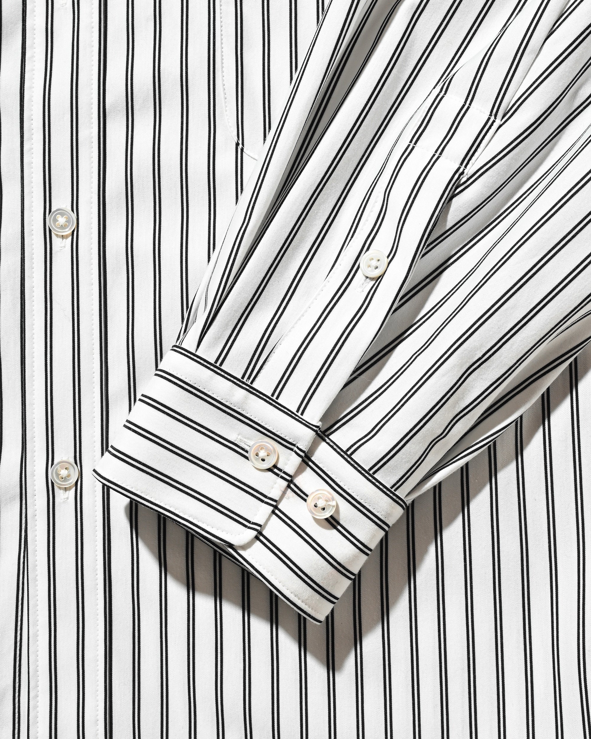 【12.6 SAT 20:00- IN STOCK】46G KNIT CROPPED LENGTH EVERYDAY L/S SHIRT (WHITE STRIPE)