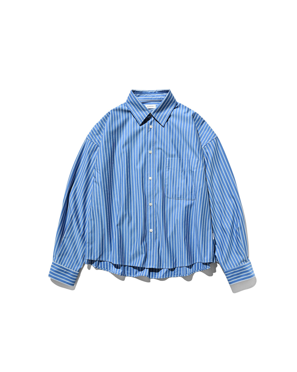 46G KNIT CROPPED LENGTH EVERYDAY L/S SHIRT (SAX BLUE STRIPE)