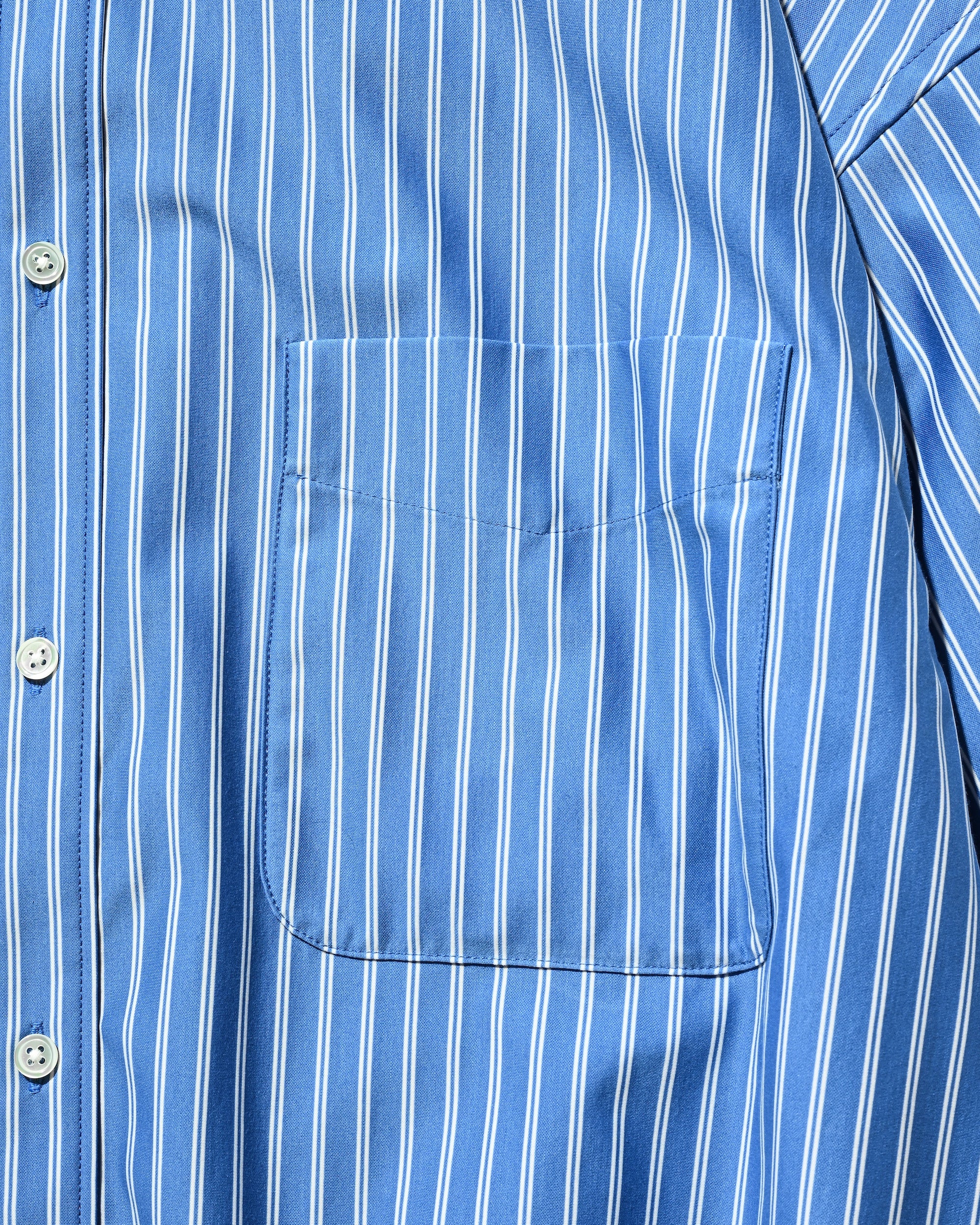 【12.6 SAT 20:00- IN STOCK】46G KNIT CROPPED LENGTH EVERYDAY L/S SHIRT (SAX BLUE STRIPE)