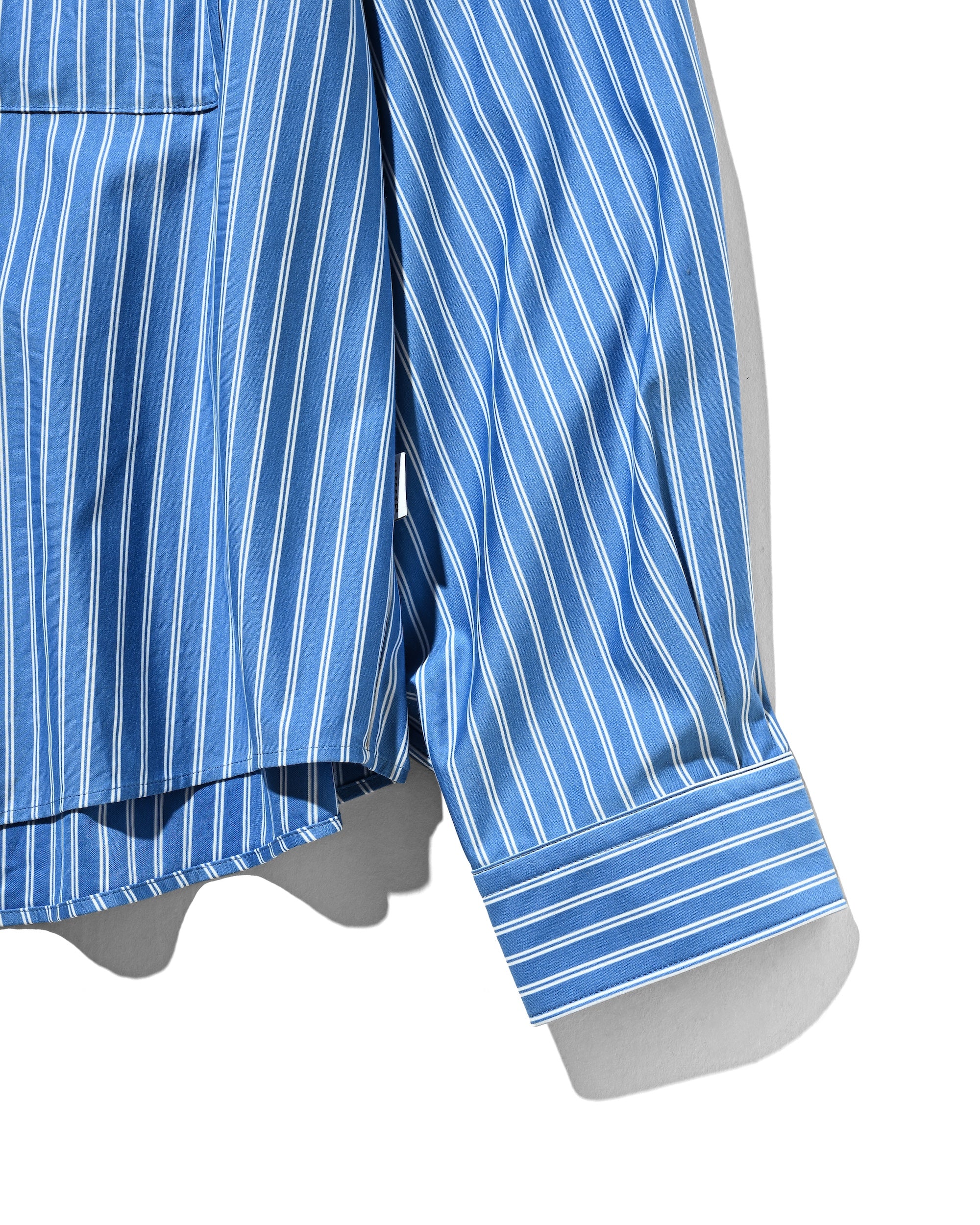 【12.6 SAT 20:00- IN STOCK】46G KNIT CROPPED LENGTH EVERYDAY L/S SHIRT (SAX BLUE STRIPE)