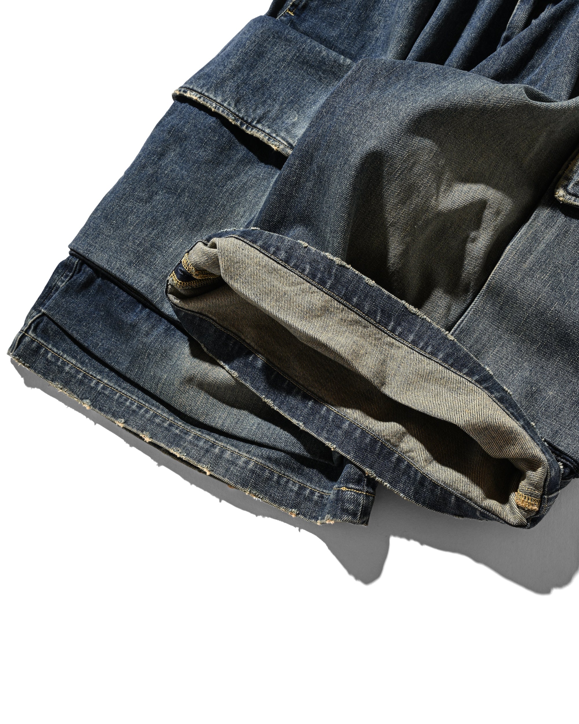 【5.31 SAT 20:00- IN STOCK】VINTAGE DYED SELVEDGE DENIM CITY MILITARY HALF PANTS (VINTAGE INDIGO)