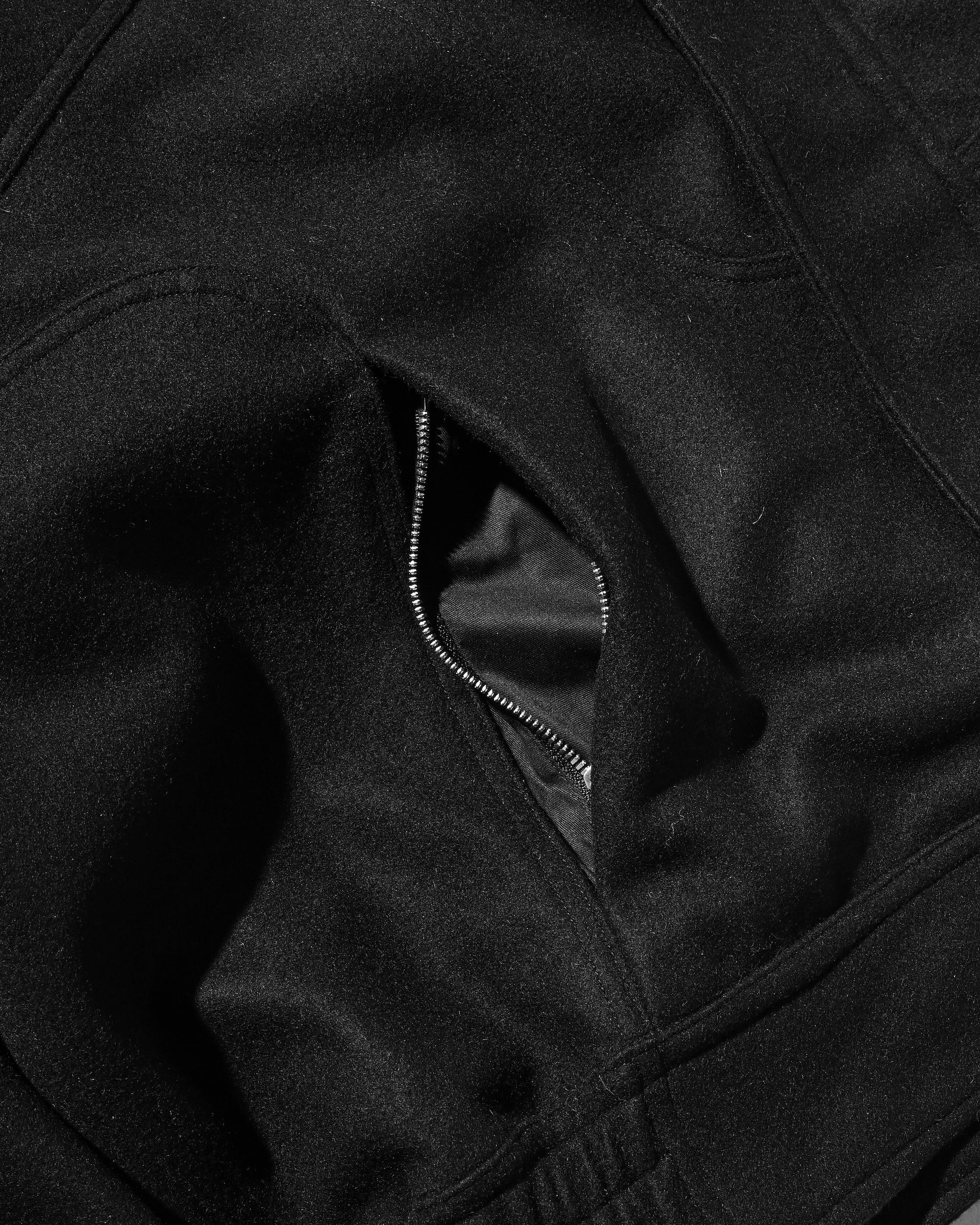 【12.6 SAT 20:00- IN STOCK】LEATHER COLLAR WOOL MELTON FUTURE JACKET (BLACK)
