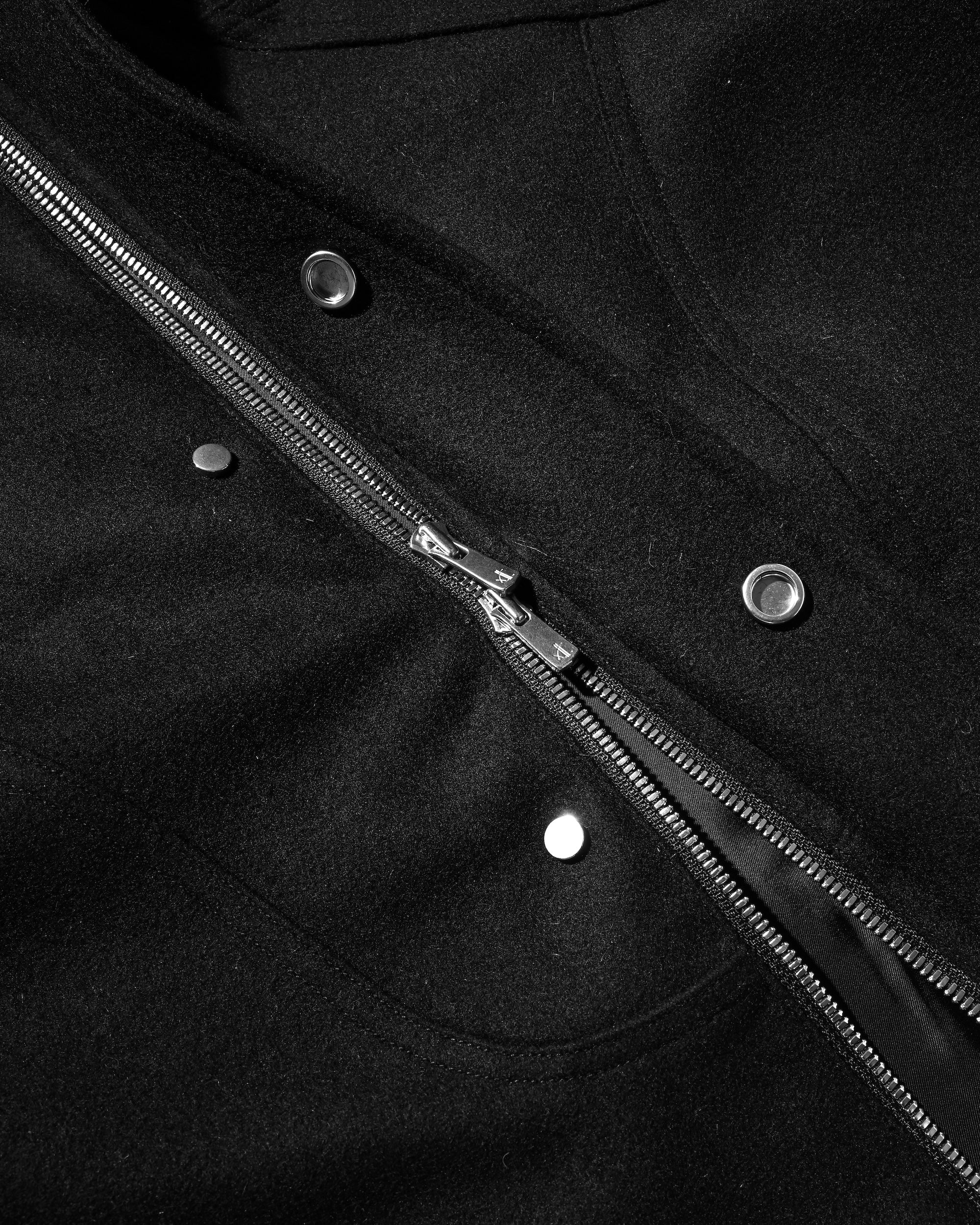 【12.6 SAT 20:00- IN STOCK】LEATHER COLLAR WOOL MELTON FUTURE JACKET (BLACK)