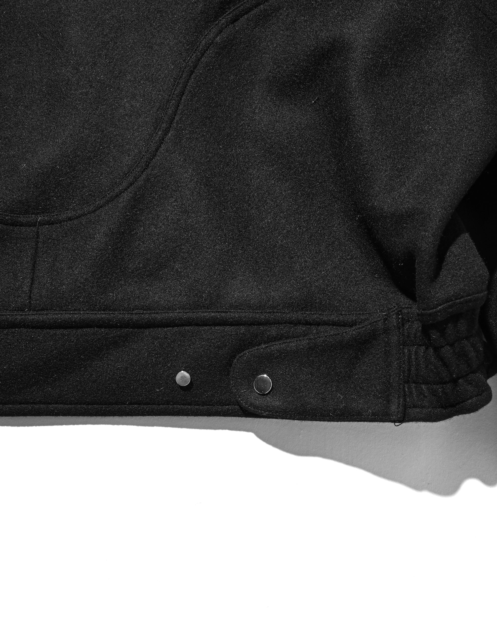 【12.6 SAT 20:00- IN STOCK】LEATHER COLLAR WOOL MELTON FUTURE JACKET (BLACK)
