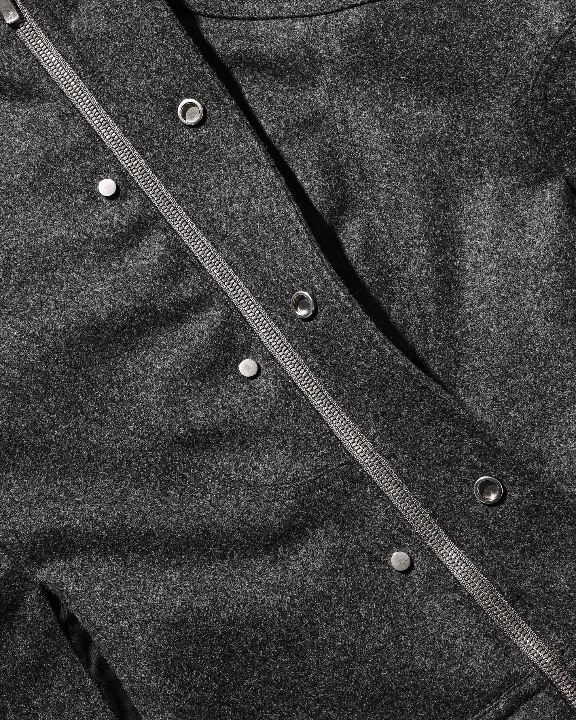 【12.6 SAT 20:00- IN STOCK】LEATHER COLLAR WOOL MELTON FUTURE JACKET (GRAY)