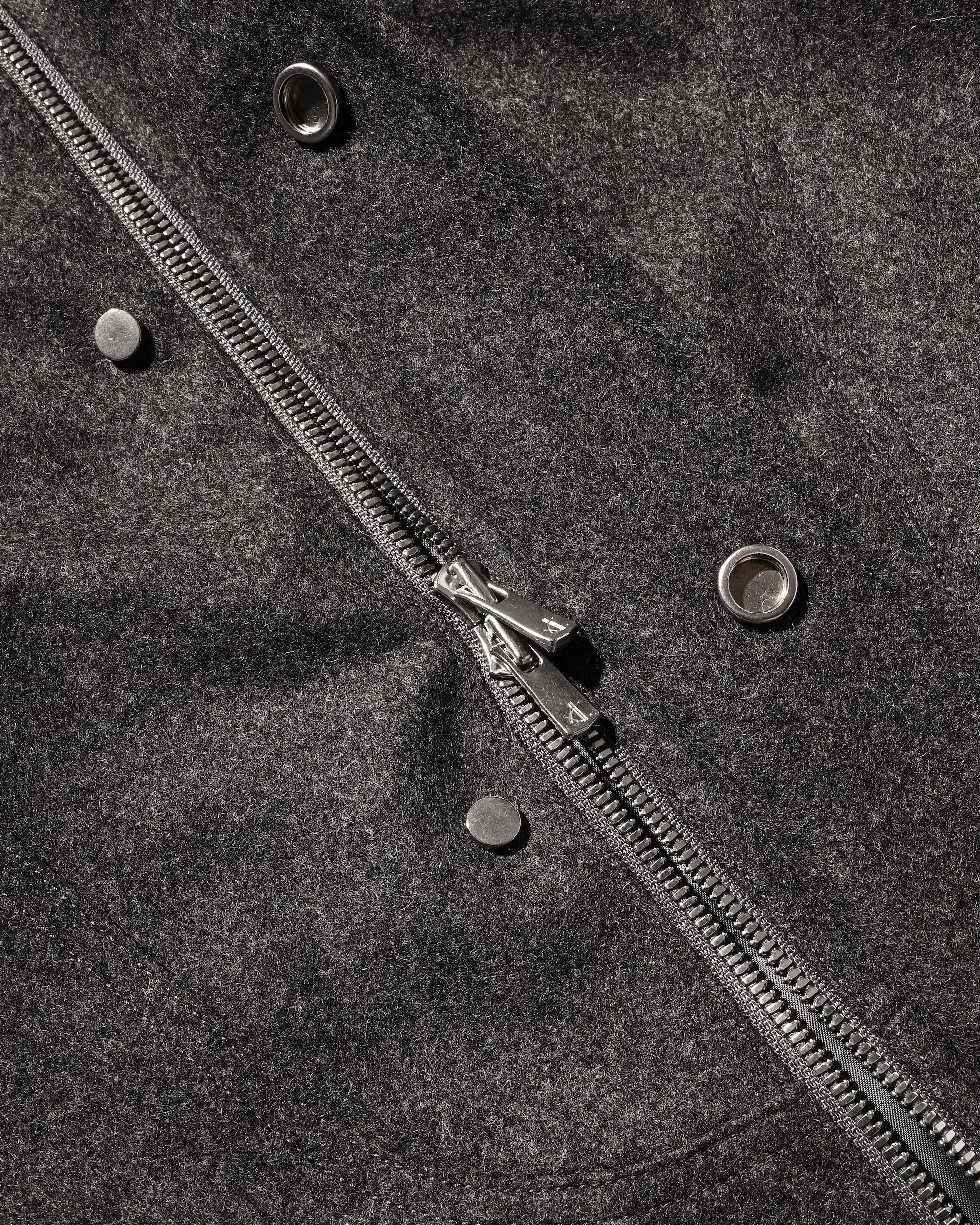 【12.6 SAT 20:00- IN STOCK】LEATHER COLLAR WOOL MELTON FUTURE JACKET (GRAY)