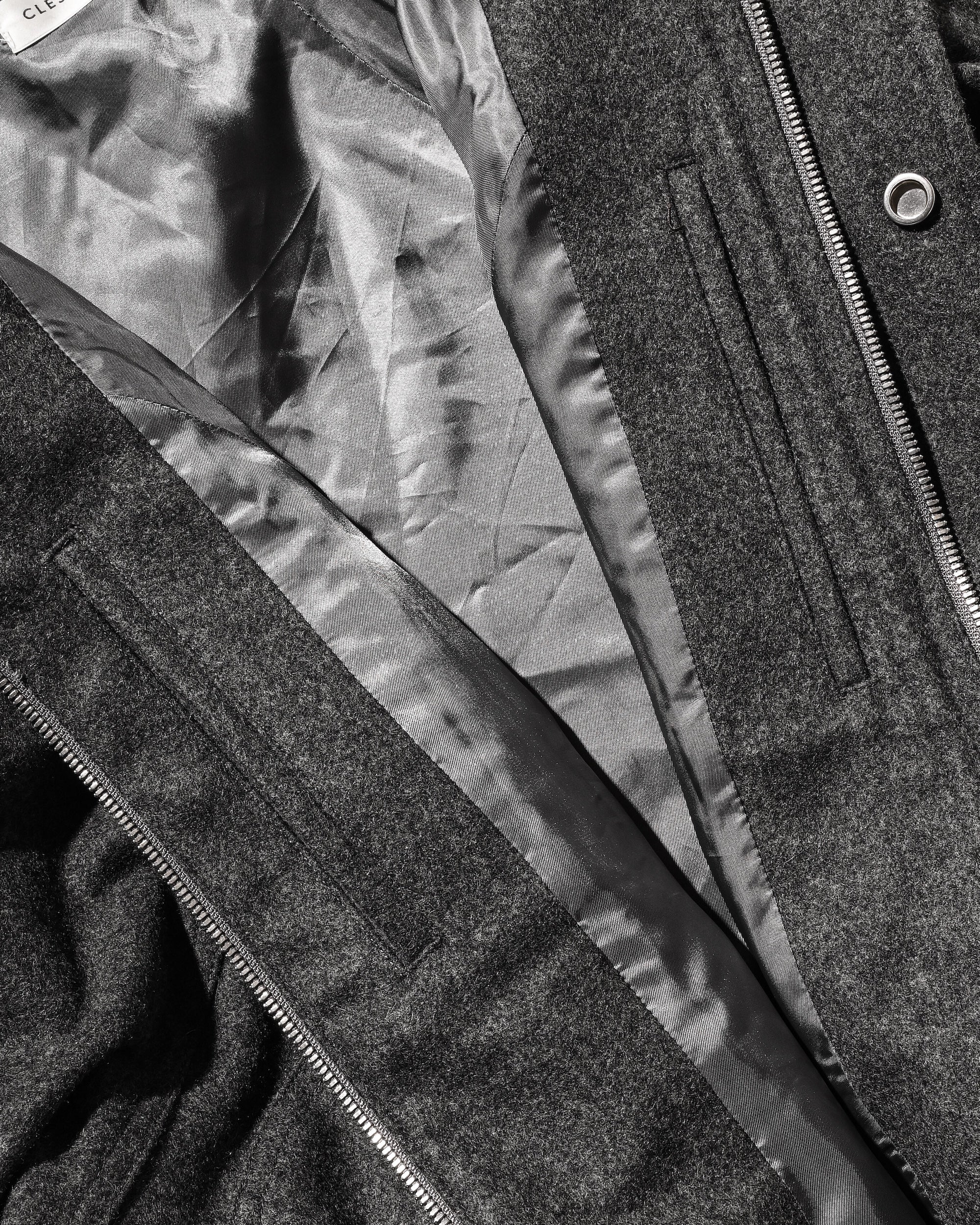 【12.6 SAT 20:00- IN STOCK】LEATHER COLLAR WOOL MELTON FUTURE JACKET (GRAY)