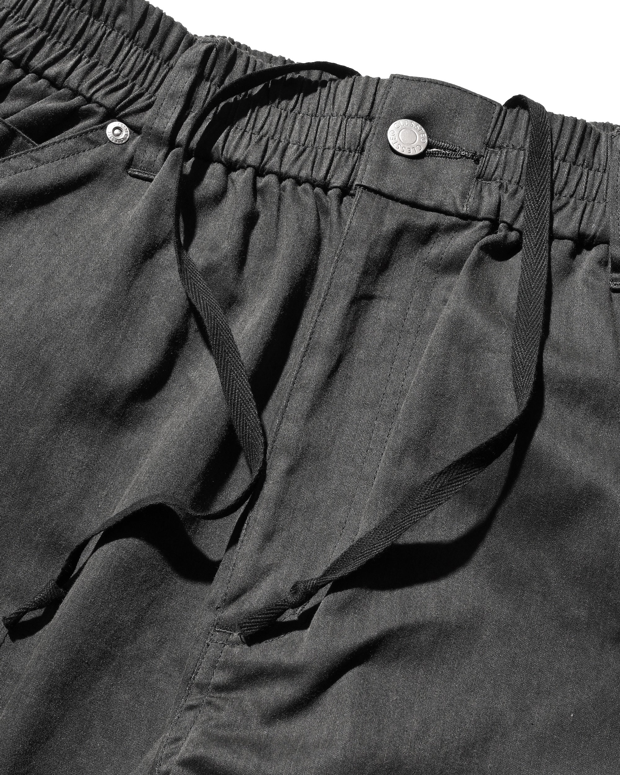 VINTAGE EFFECT DOUBLE KNEE CURVED WORKER PANTS (BLACK)