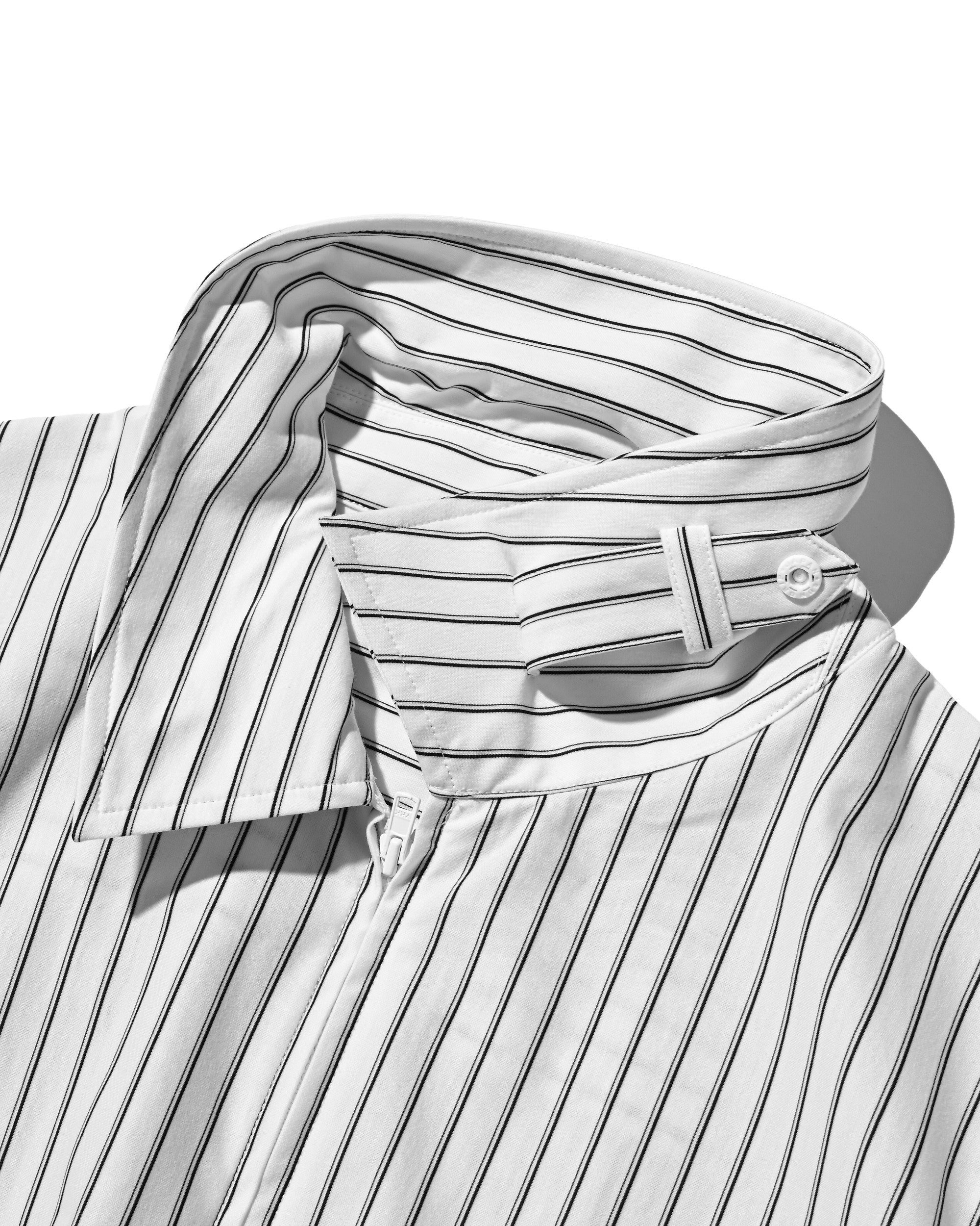 【6.27 SAT 20:00- IN STOCK】THICK/THIN STRIPE 46G KNIT EVERYDAY ZIP UP S/S SHIRT (WHITE STRIPE)