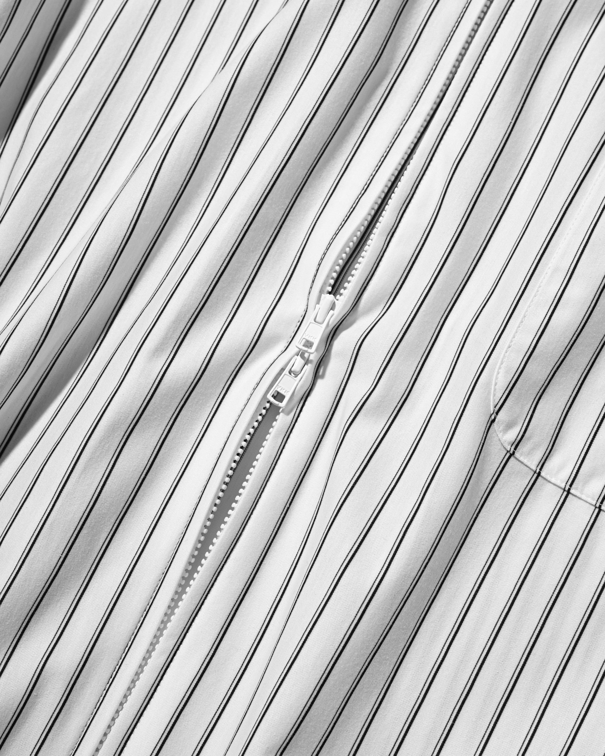 【6.27 SAT 20:00- IN STOCK】THICK/THIN STRIPE 46G KNIT EVERYDAY ZIP UP S/S SHIRT (WHITE STRIPE)