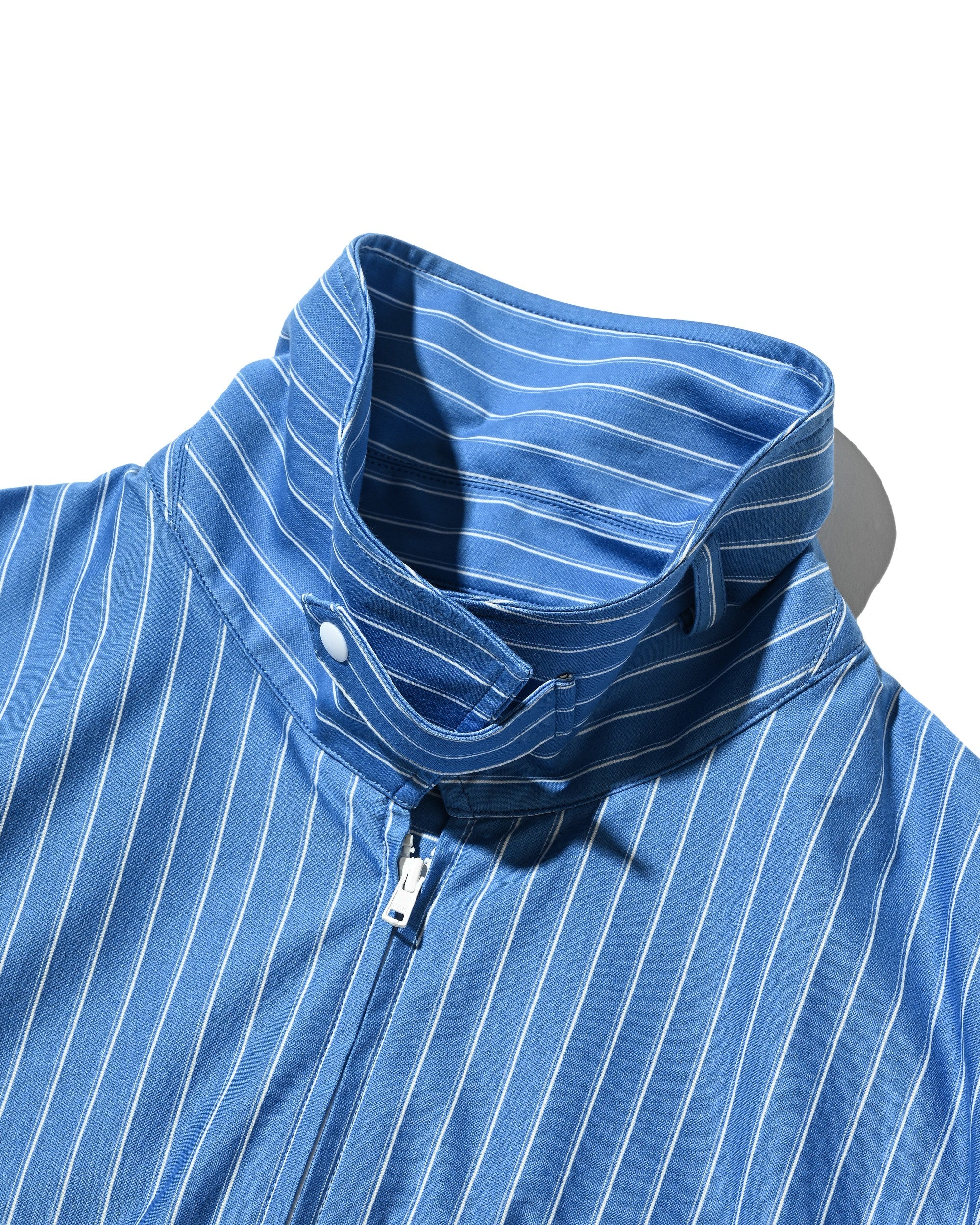 【6.27 SAT 20:00- IN STOCK】THICK/THIN STRIPE 46G KNIT EVERYDAY ZIP UP S/S SHIRT (SAX BLUE STRIPE)