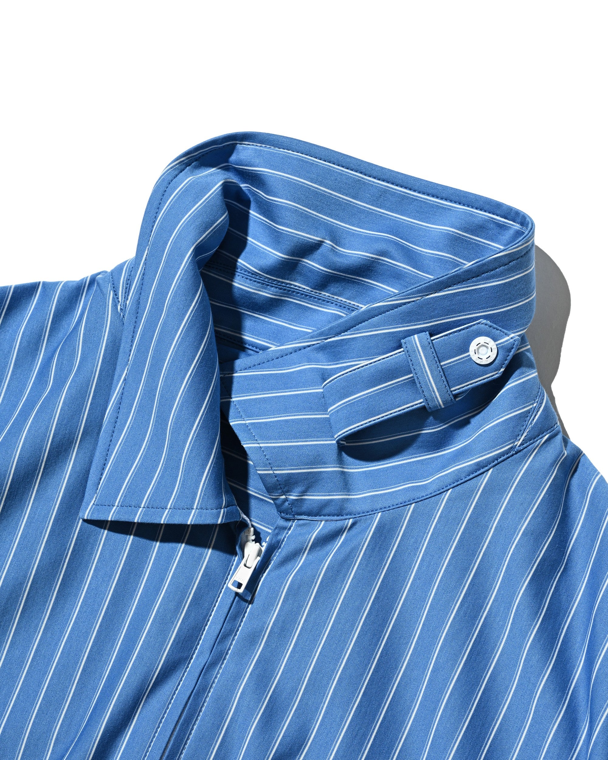【6.27 SAT 20:00- IN STOCK】THICK/THIN STRIPE 46G KNIT EVERYDAY ZIP UP S/S SHIRT (SAX BLUE STRIPE)