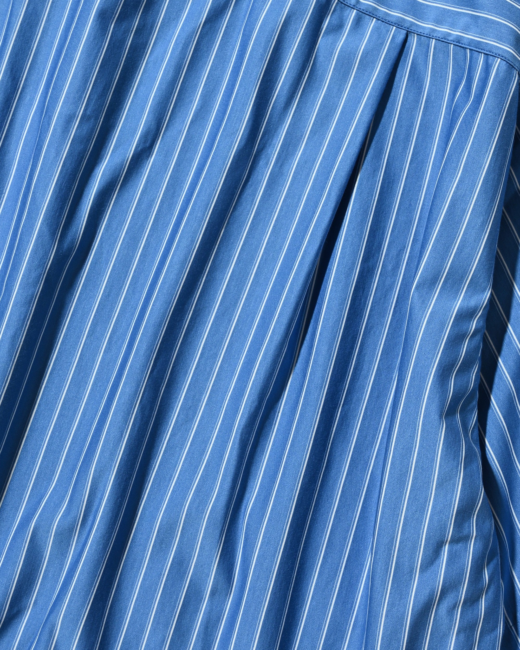【6.27 SAT 20:00- IN STOCK】THICK/THIN STRIPE 46G KNIT EVERYDAY ZIP UP S/S SHIRT (SAX BLUE STRIPE)