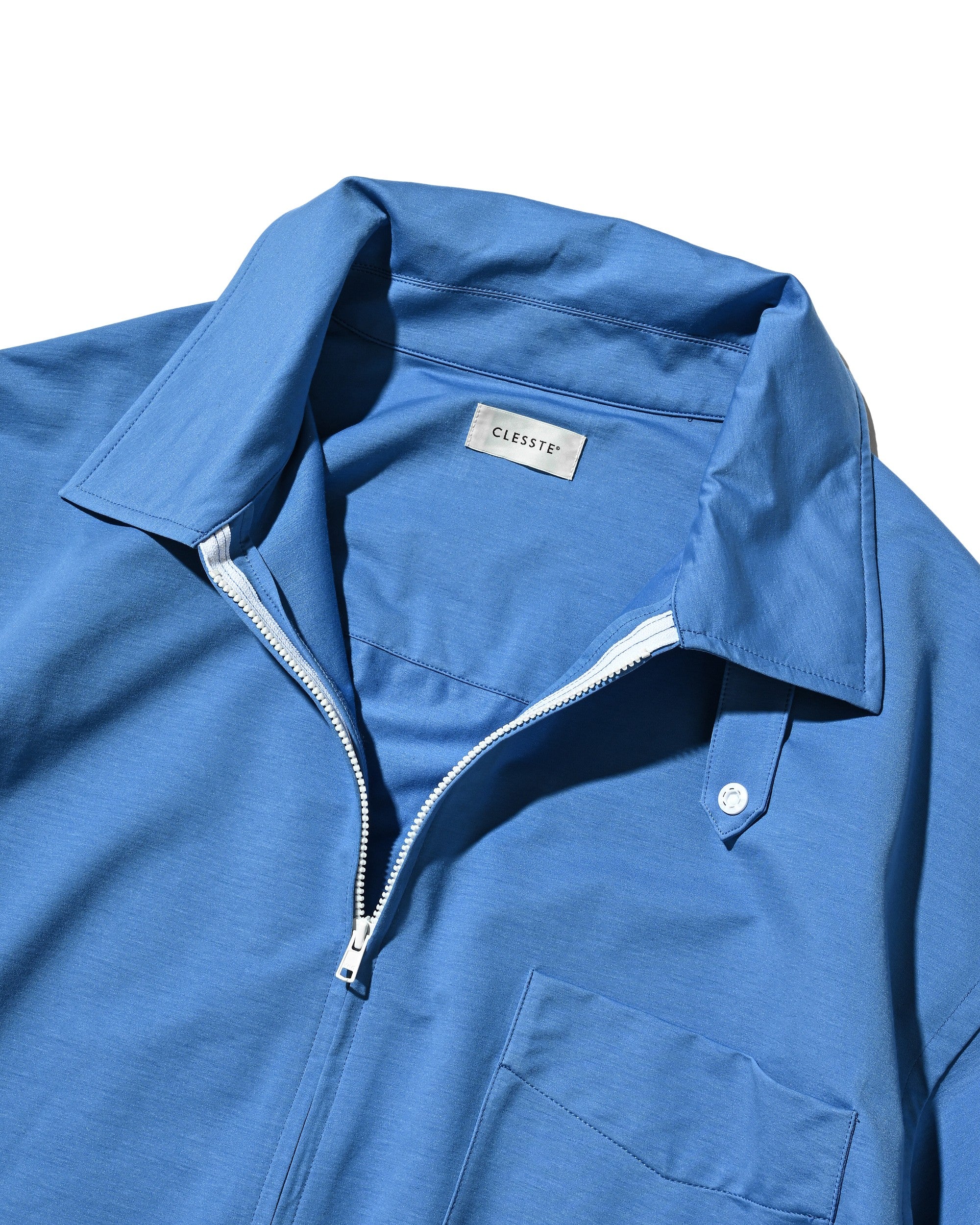 【6.27 SAT 20:00- IN STOCK】46G KNIT EVERYDAY ZIP UP S/S SHIRT (SAX BLUE)
