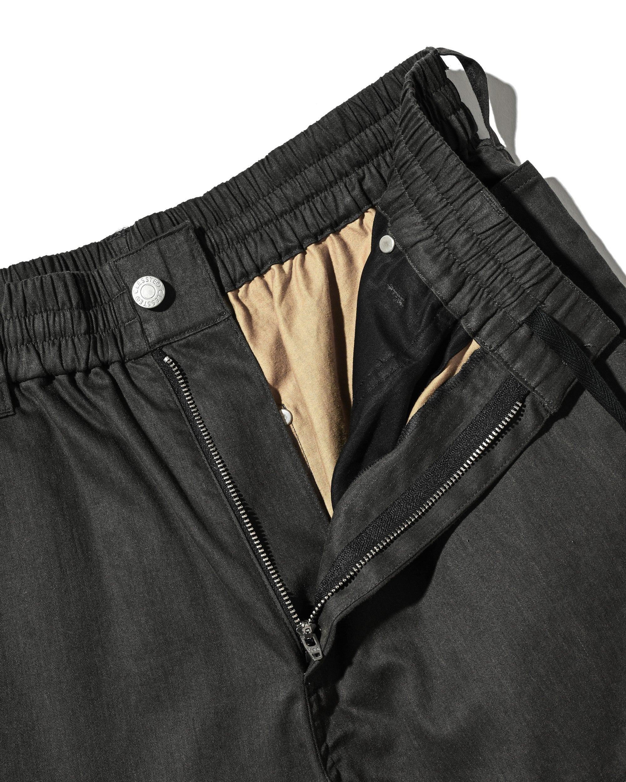 【7.4 SAT 20:00- IN STOCK】VINTAGE EFFECT DOUBLE KNEE WORKER BAGGY HALF PANTS (BLACK)
