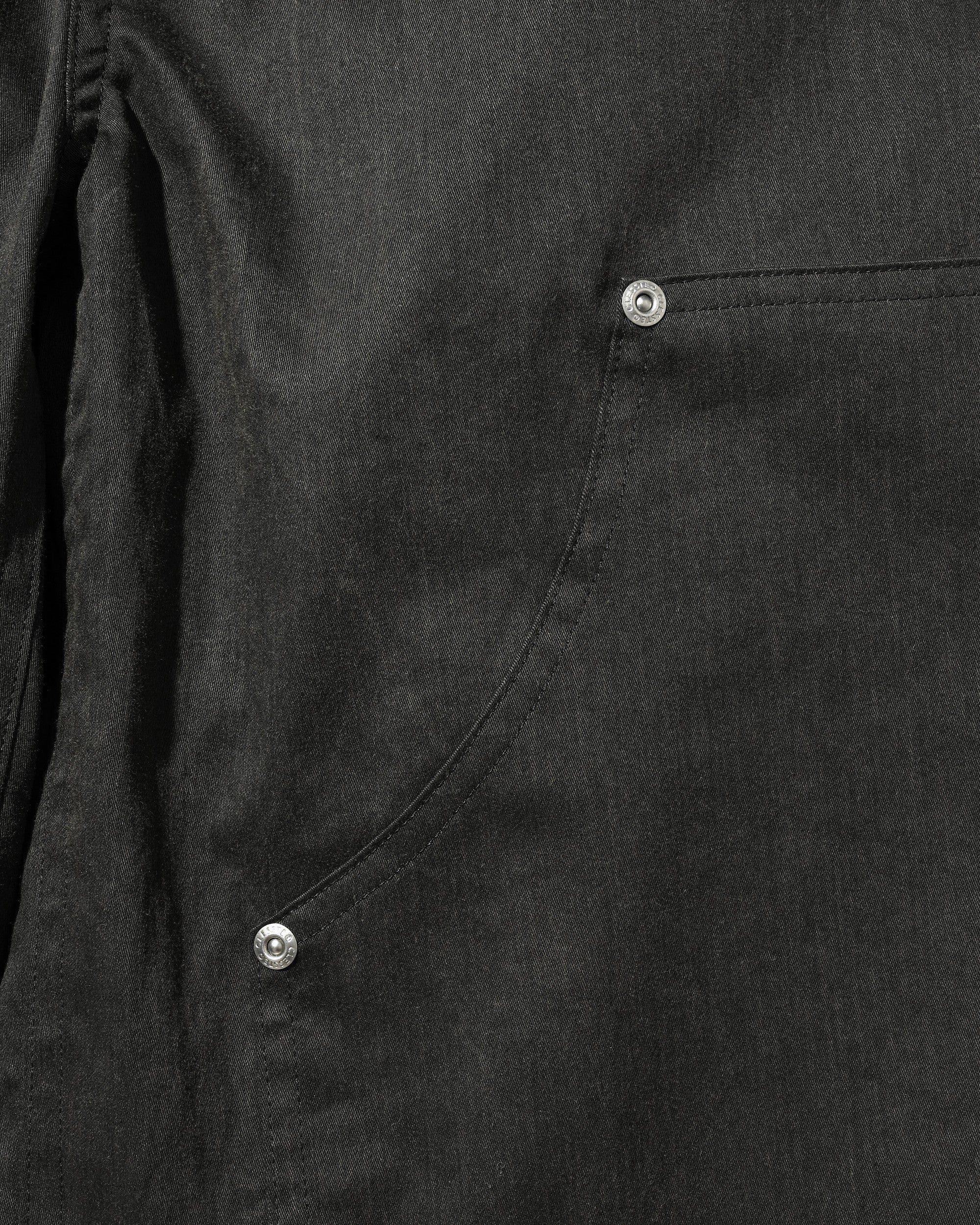 【7.4 SAT 20:00- IN STOCK】VINTAGE EFFECT DOUBLE KNEE WORKER BAGGY HALF PANTS (BLACK)