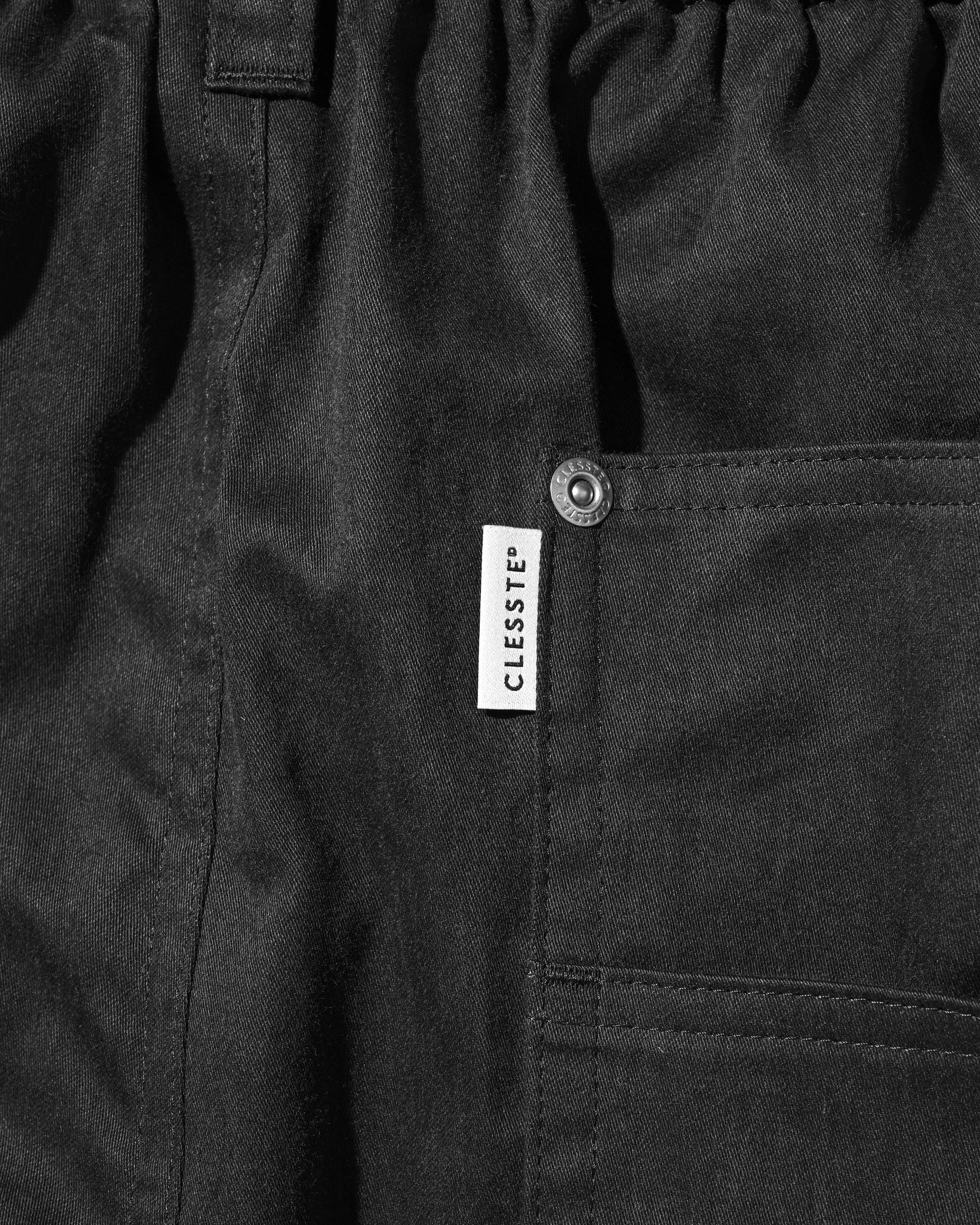 【7.4 SAT 20:00- IN STOCK】VINTAGE EFFECT DOUBLE KNEE WORKER BAGGY HALF PANTS (BLACK)