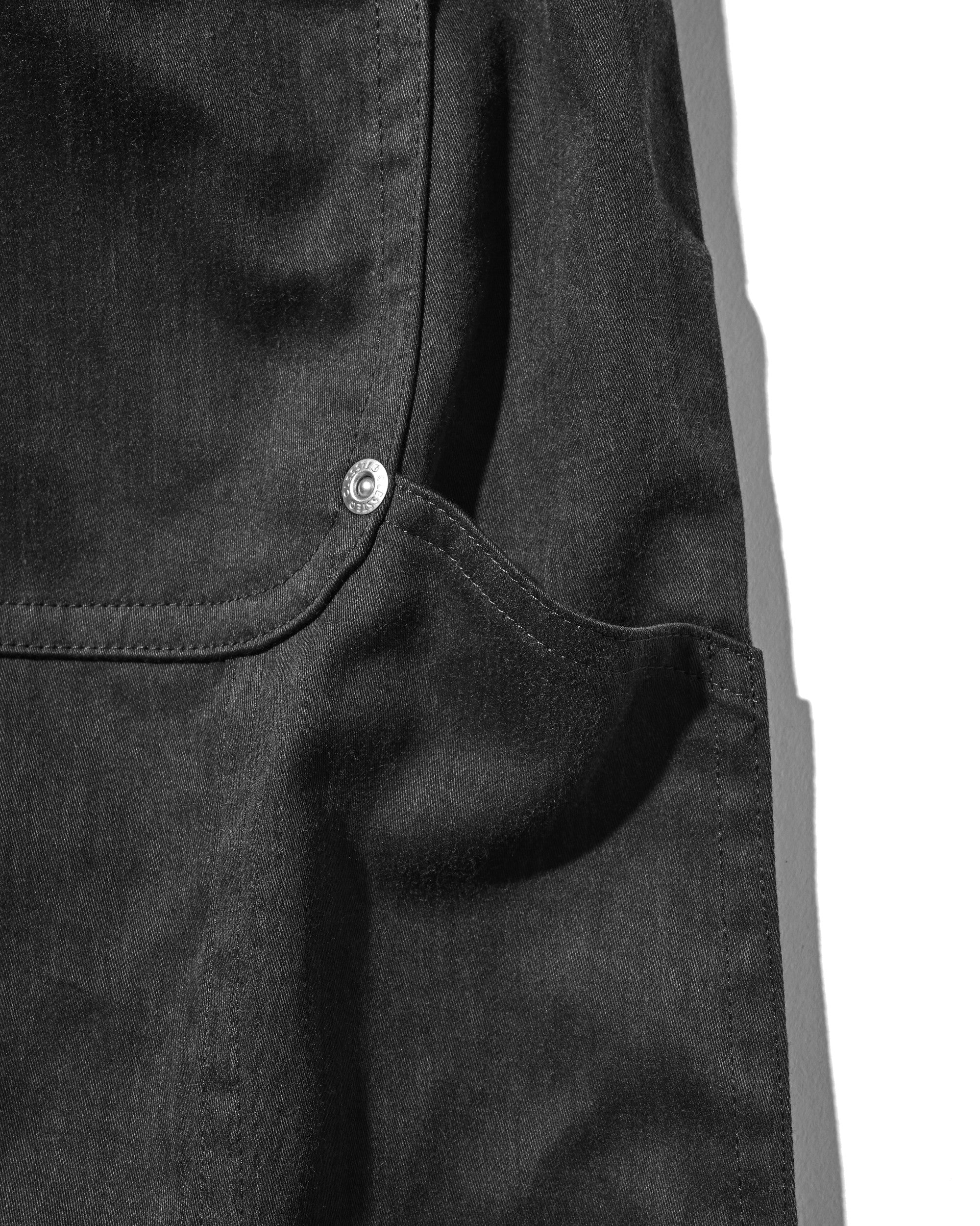 【7.4 SAT 20:00- IN STOCK】VINTAGE EFFECT DOUBLE KNEE WORKER BAGGY HALF PANTS (BLACK)