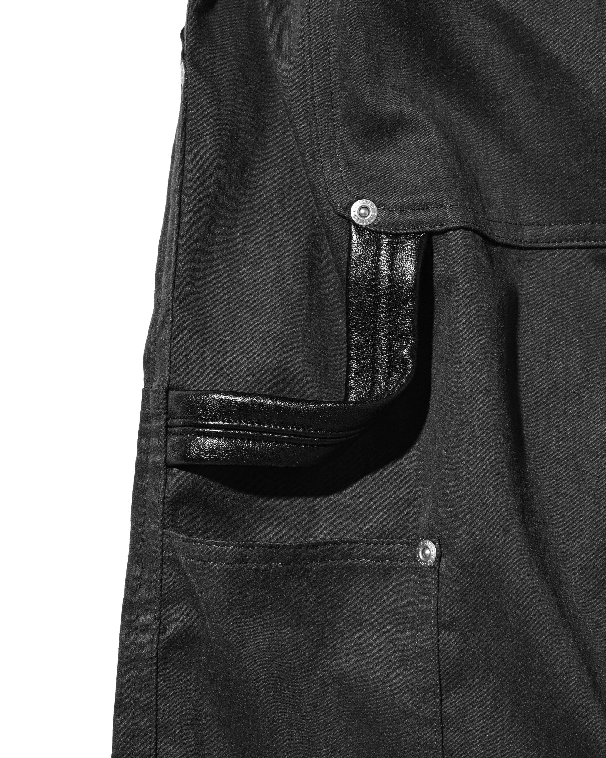 【7.4 SAT 20:00- IN STOCK】VINTAGE EFFECT DOUBLE KNEE WORKER BAGGY HALF PANTS (BLACK)