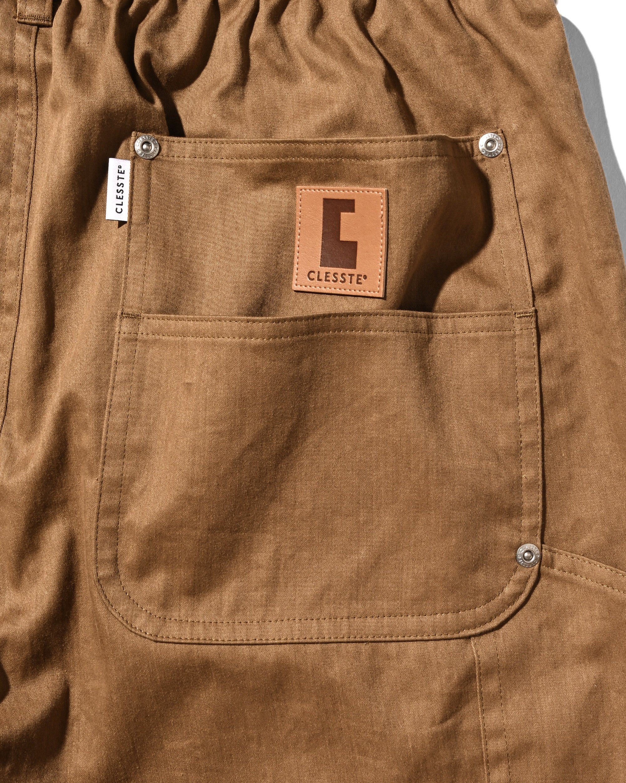 【7.4 SAT 20:00- IN STOCK】VINTAGE EFFECT DOUBLE KNEE WORKER BAGGY HALF PANTS (BEIGE)