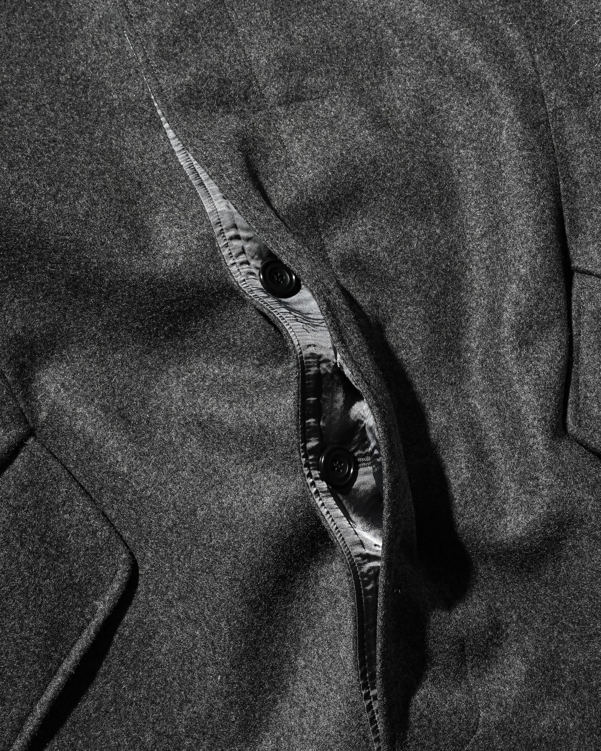 【12.10 WED 20:00- IN STOCK】LEATHER COLLAR WOOL MELTON BALMACAAN COAT (GRAY)