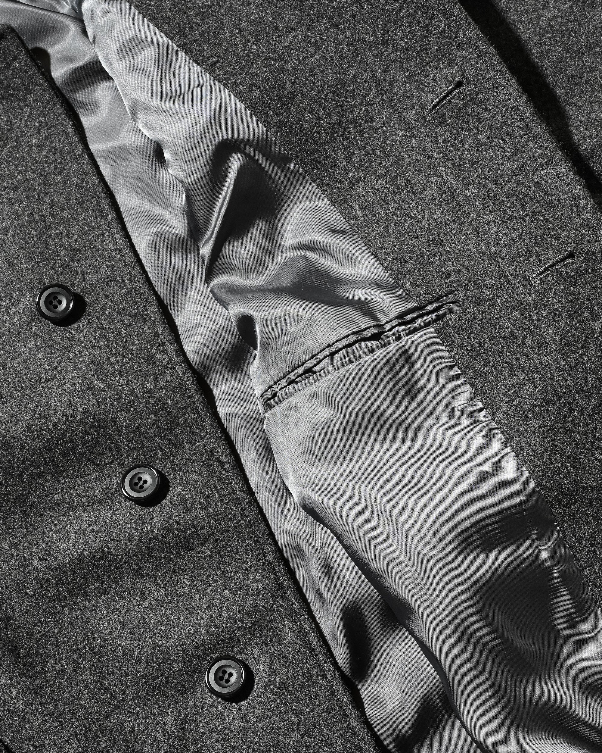 【12.10 WED 20:00- IN STOCK】LEATHER COLLAR WOOL MELTON BALMACAAN COAT (GRAY)